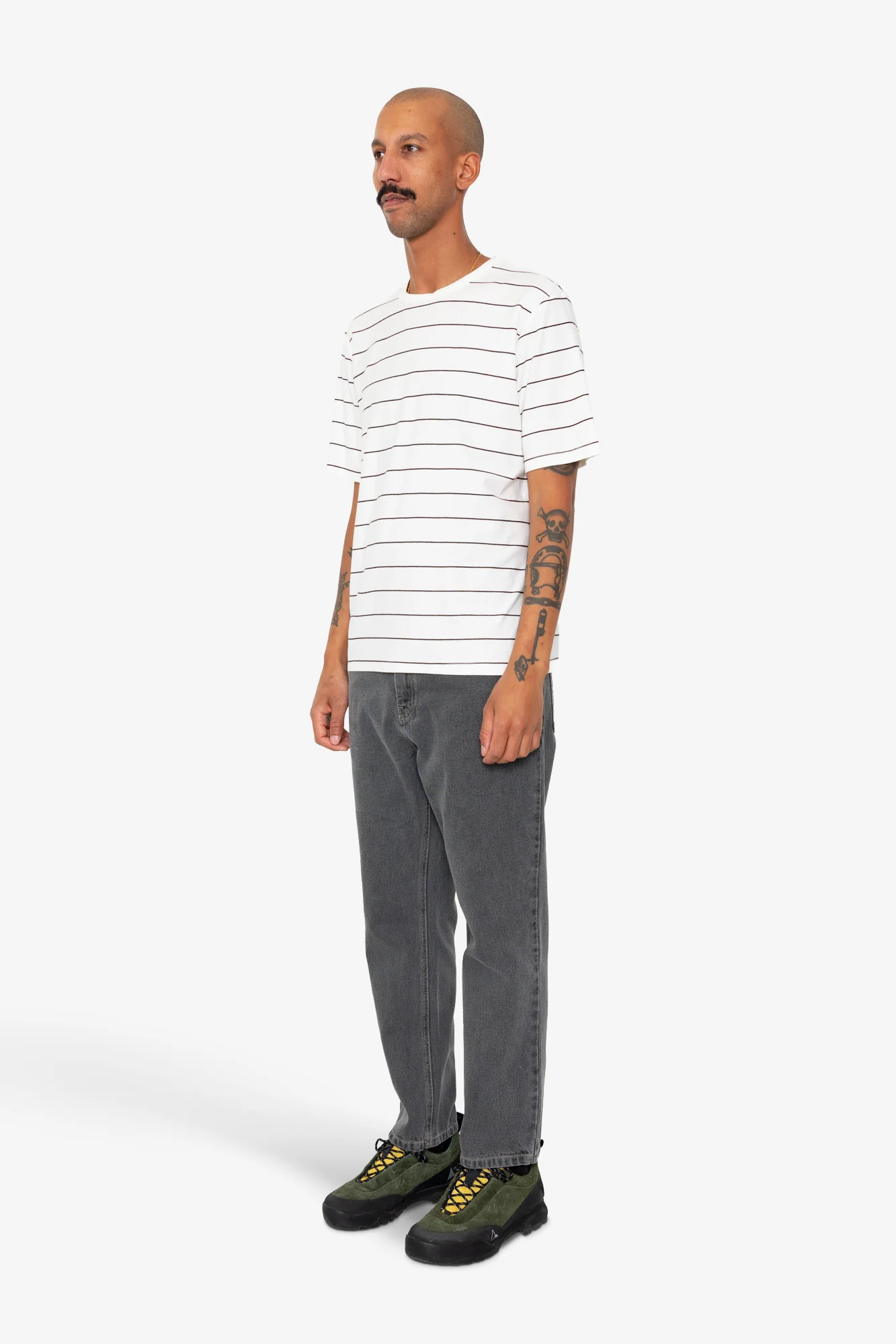 Microstripe T-Shirt - Ecru / Black Grape - Image 3