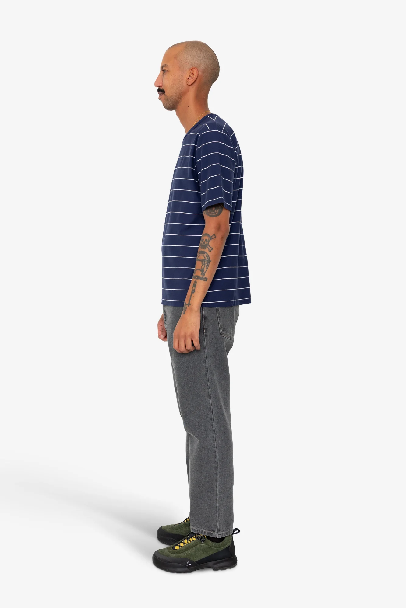 Microstripe T-Shirt - Navy / Ecru - Image 4