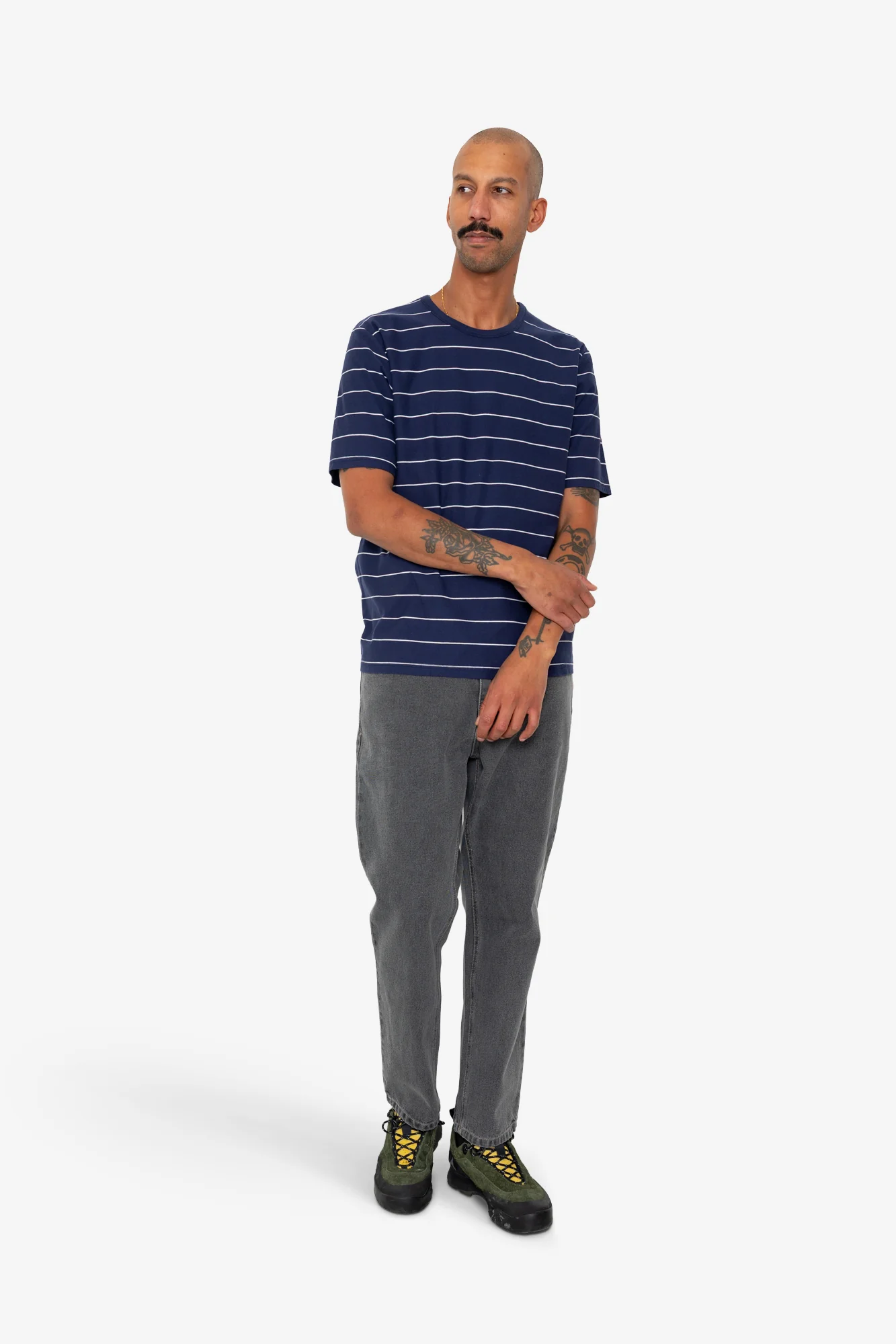 Microstripe T-Shirt - Navy / Ecru - Image 8
