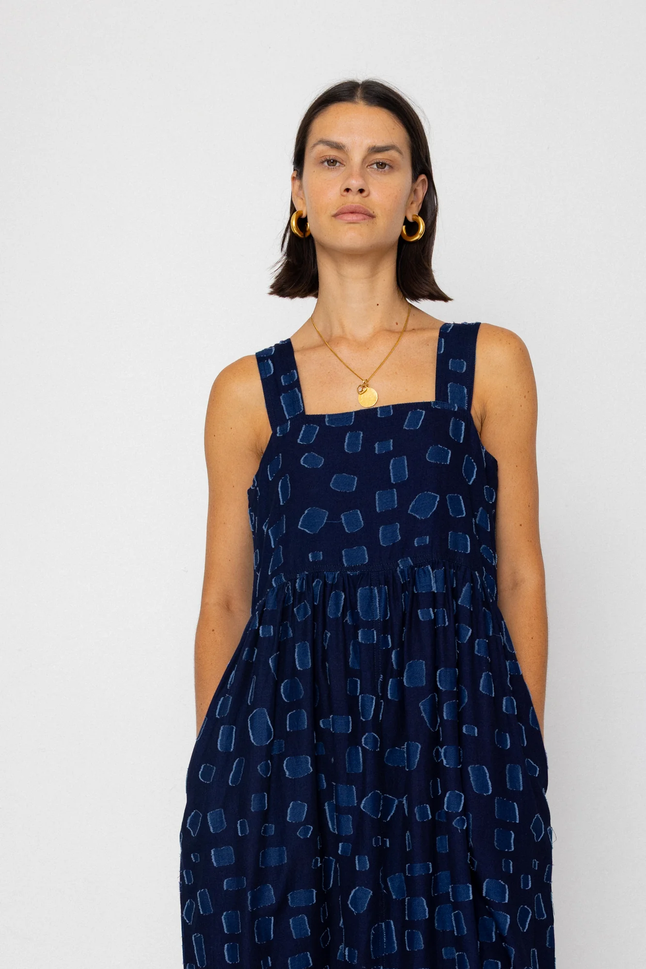 Midi Day Dress - Indigo Irregular Dot - Image 8