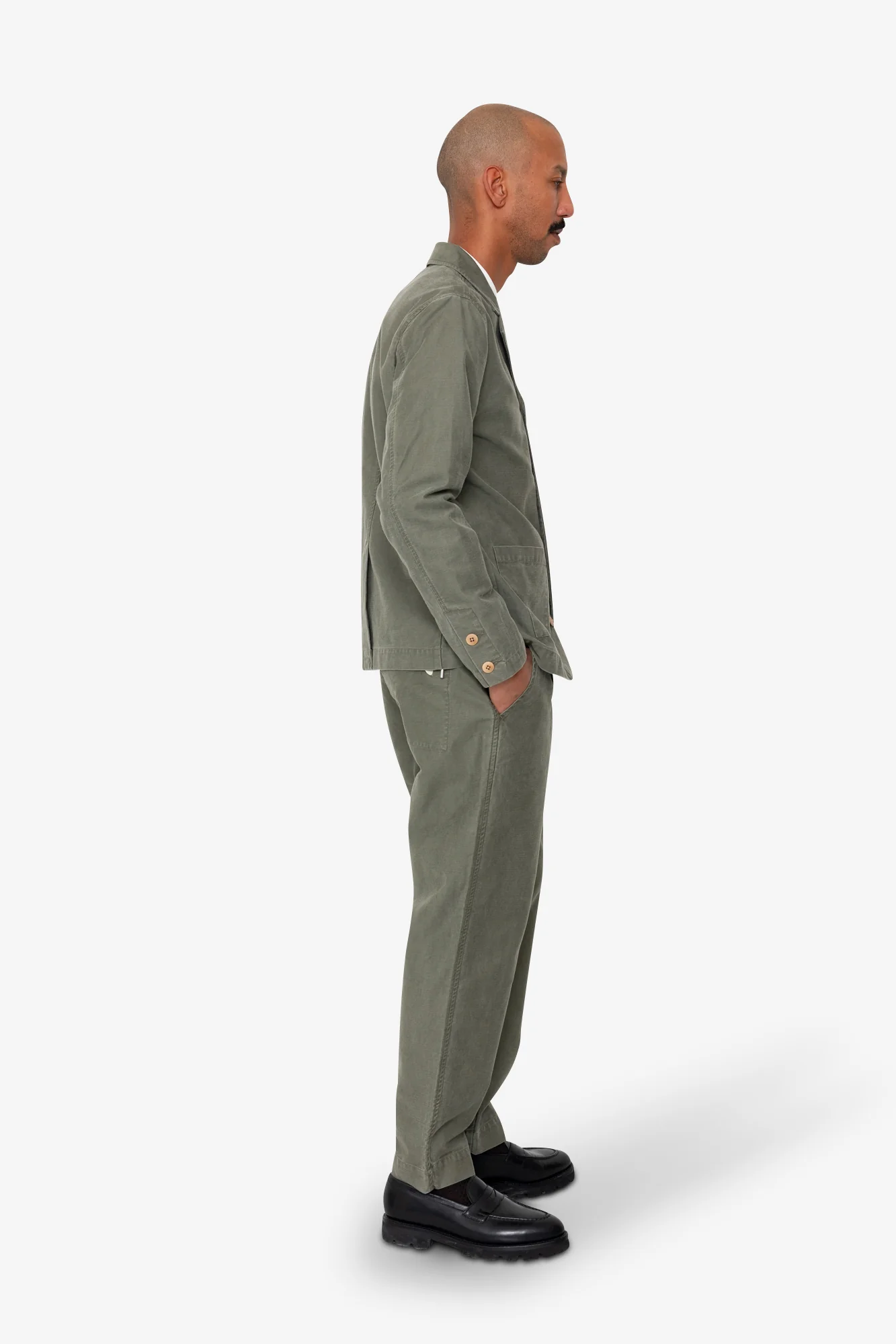 Patch Jacket - Dark Olive Slub - Image 5