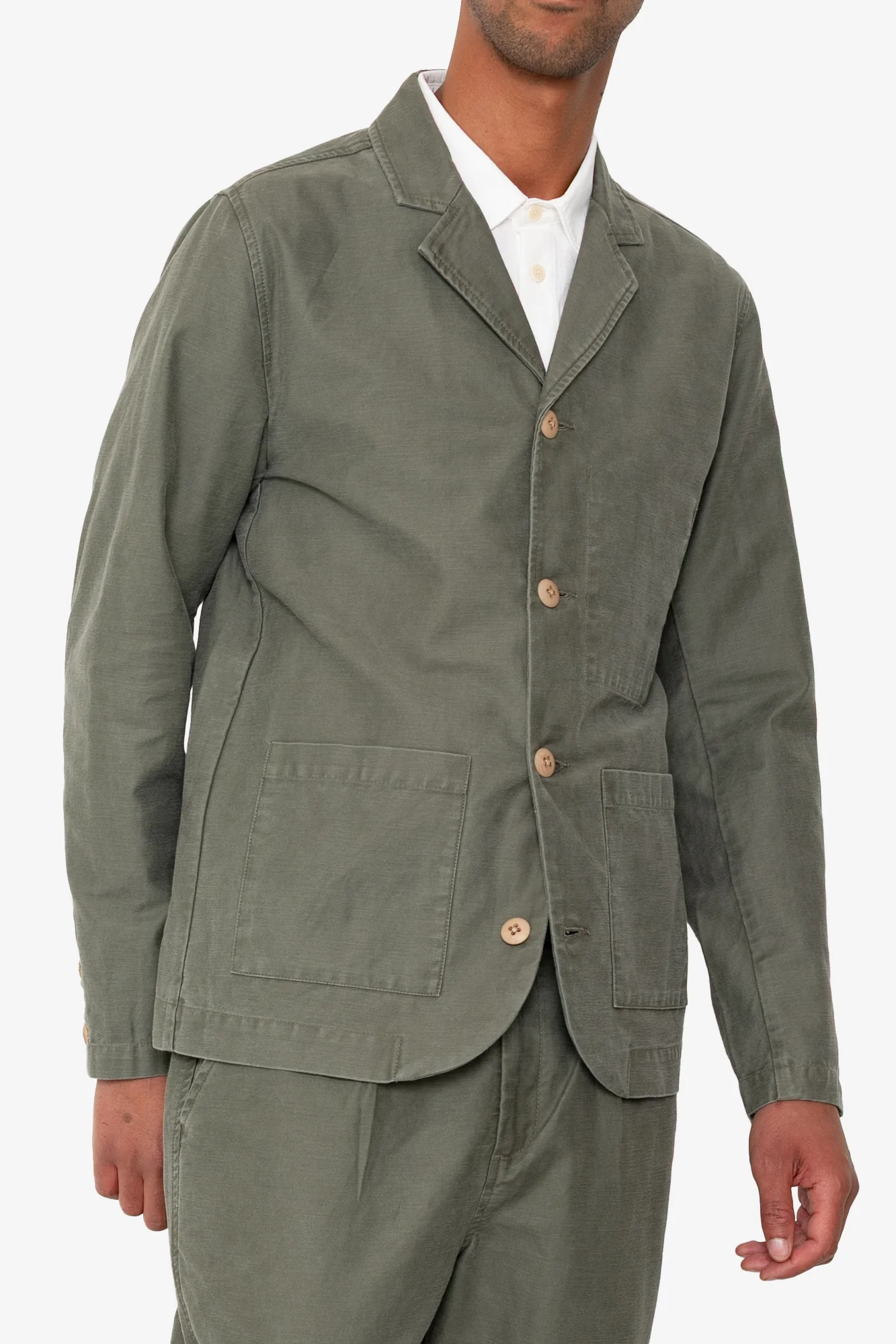Patch Jacket - Dark Olive Slub - Image 7