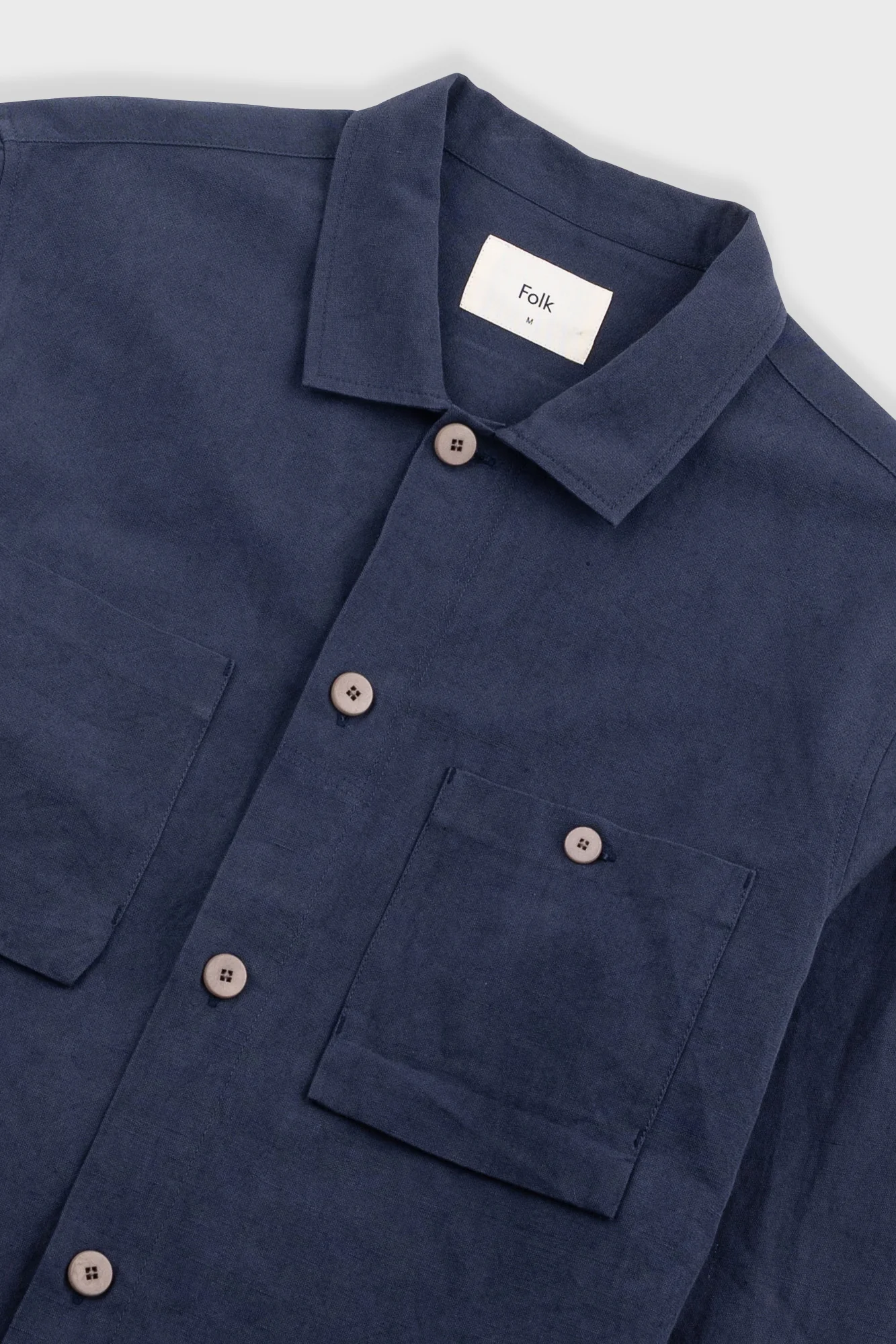 Patch Overshirt - Dark Navy Slub Linen - Image 5