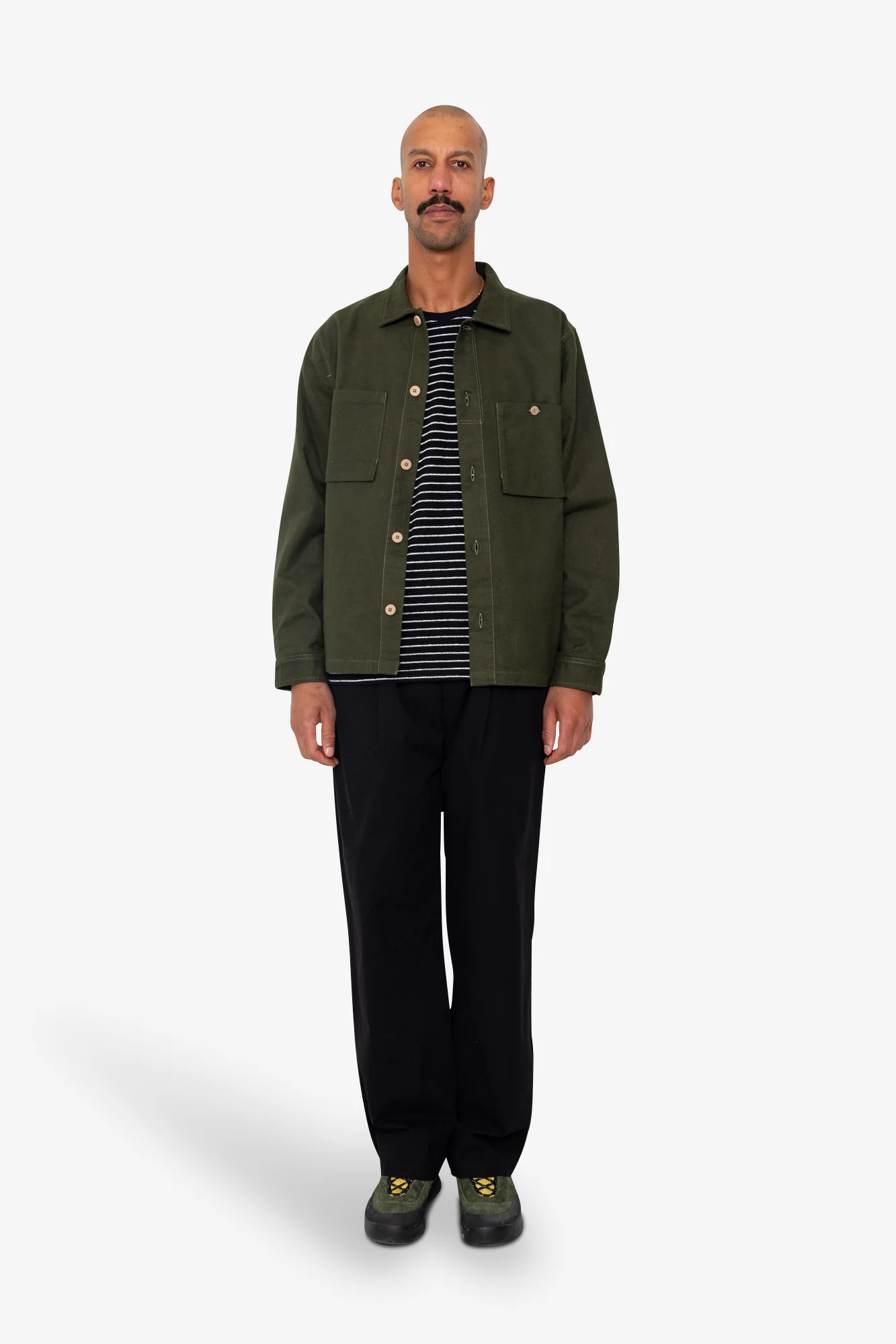Patch Overshirt - Dark Olive Moleskin - Image 2