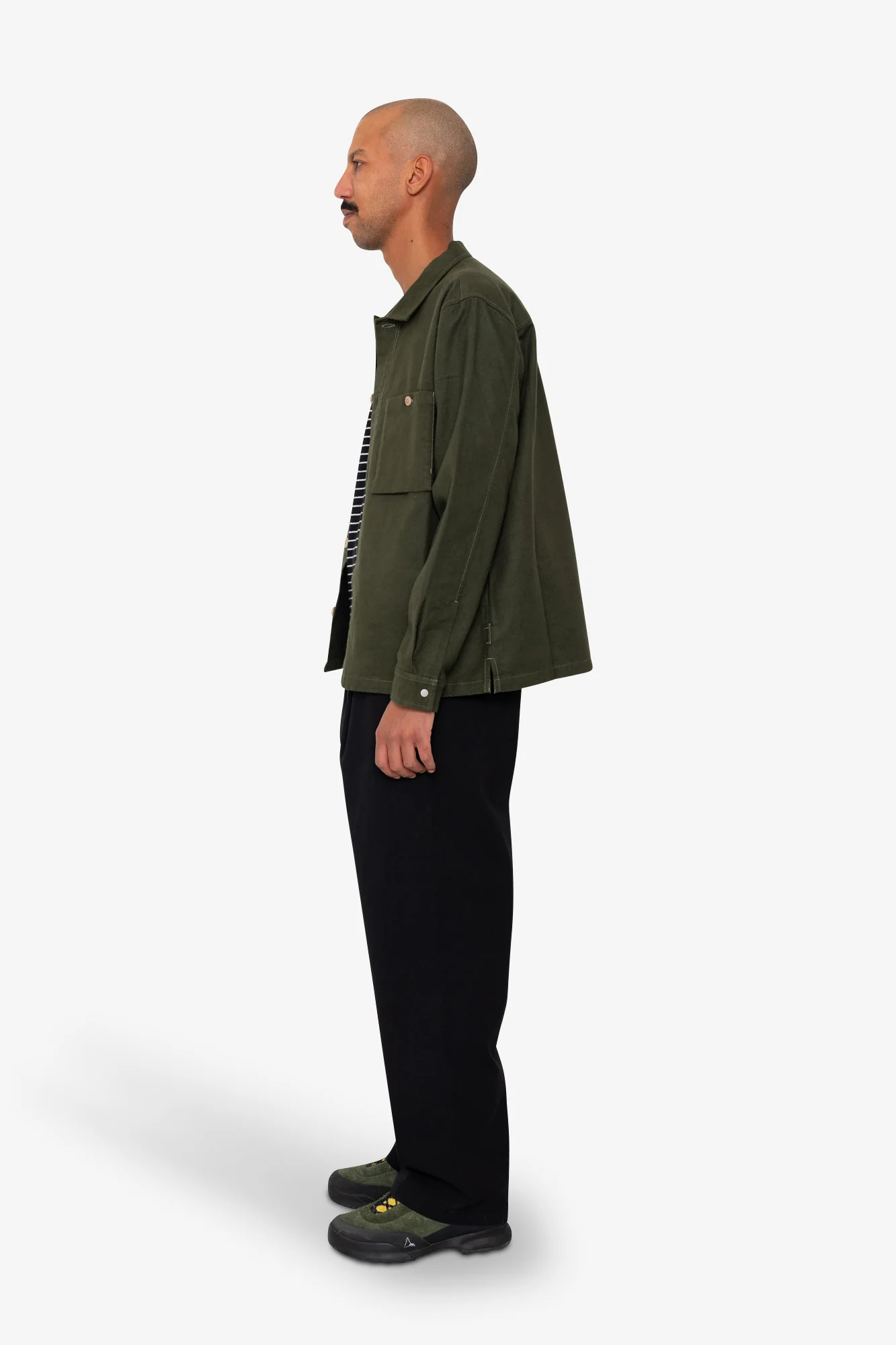 Patch Overshirt - Dark Olive Moleskin - Image 4