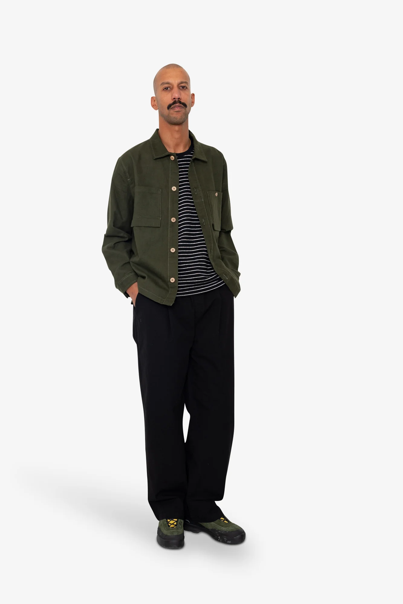 Patch Overshirt - Dark Olive Moleskin - Image 6