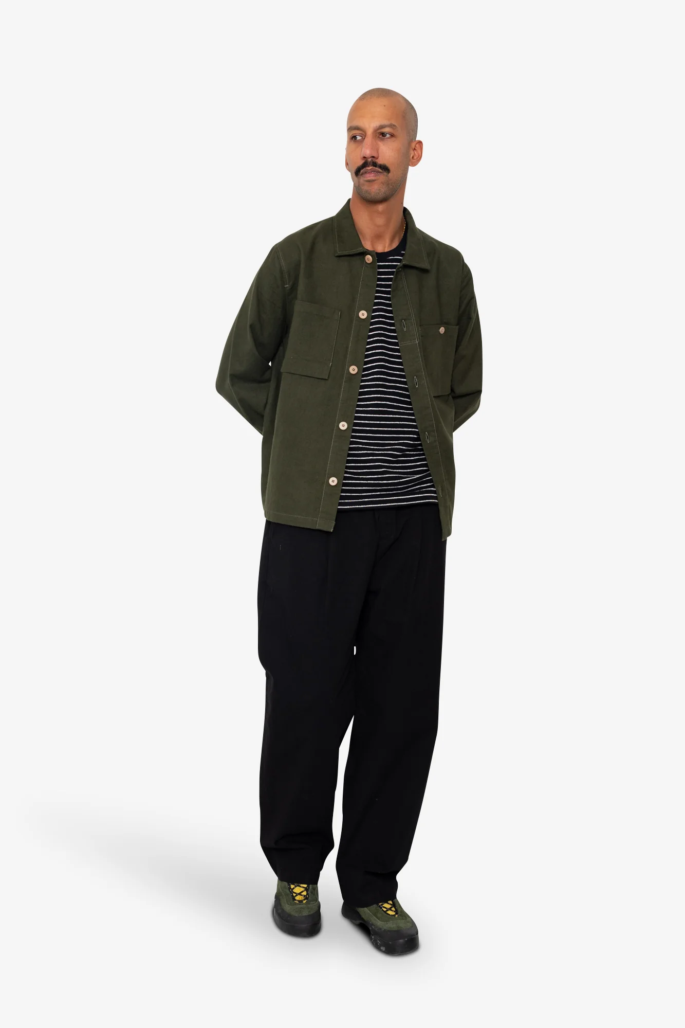 Patch Overshirt - Dark Olive Moleskin - Image 7