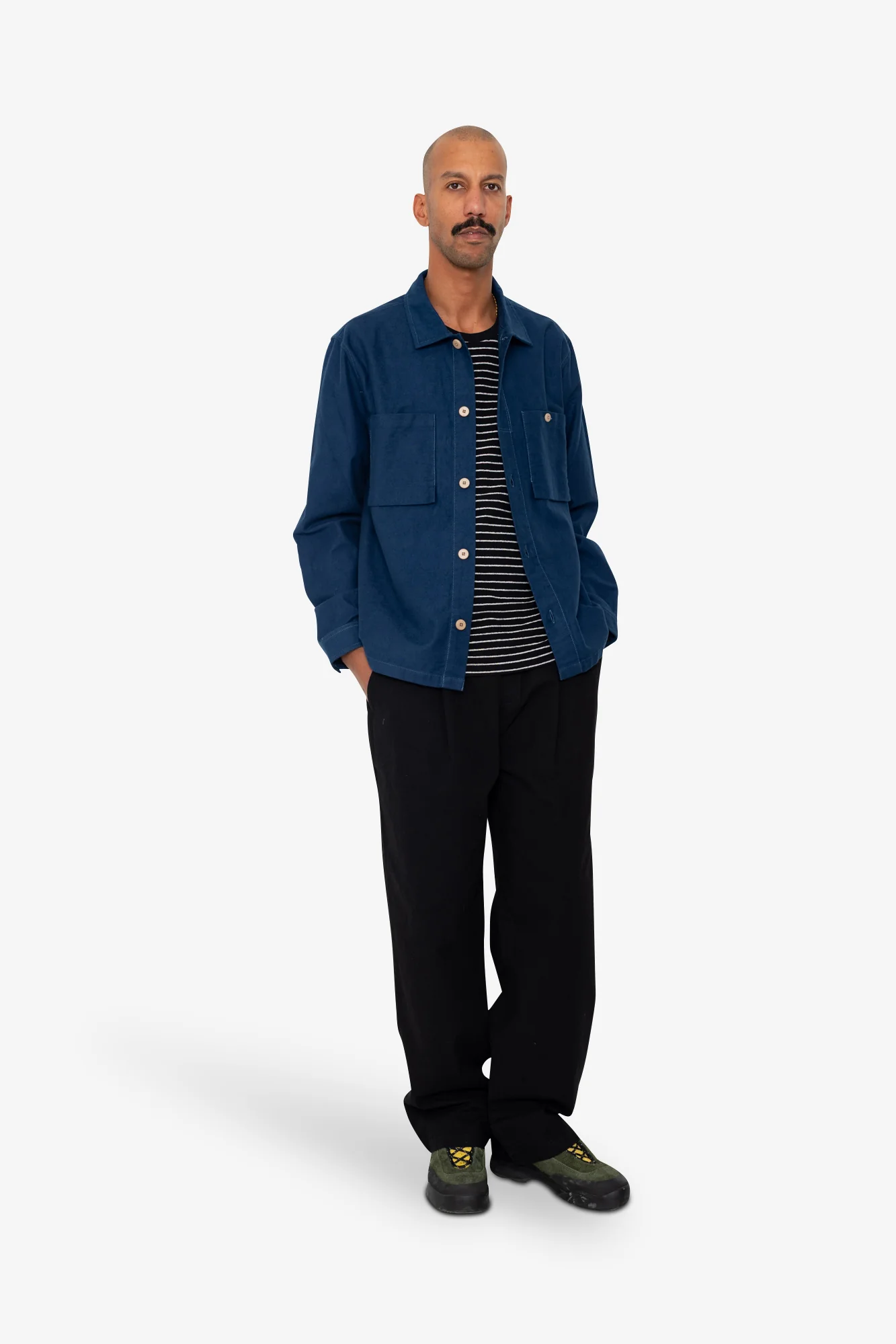 Patch Overshirt - Ink Blue Moleskin - Image 7