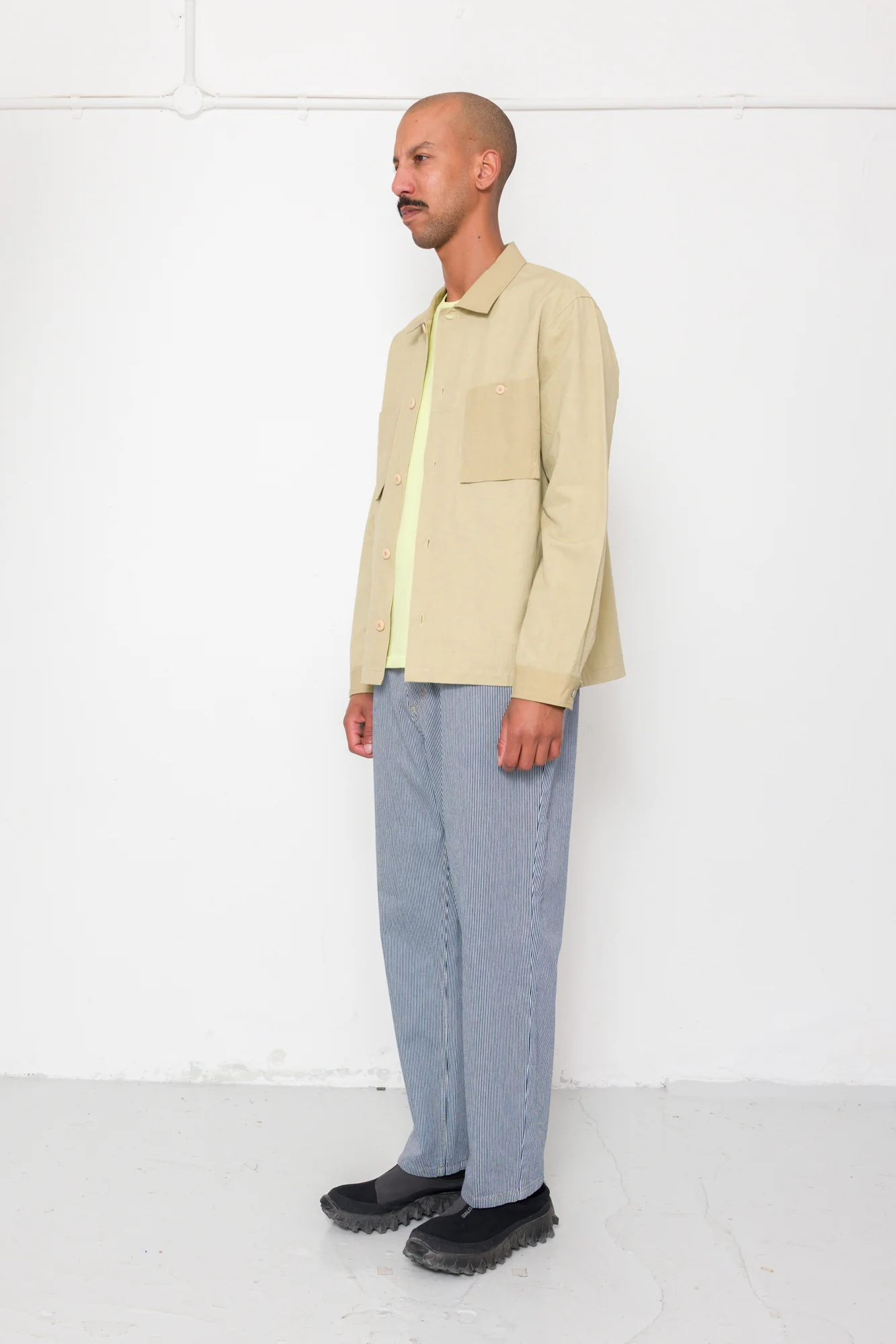 Patch Overshirt - Light Khaki Slub Linen - Image 3