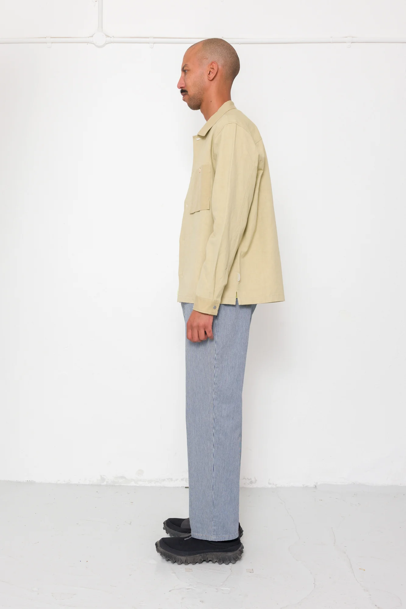 Patch Overshirt - Light Khaki Slub Linen - Image 4