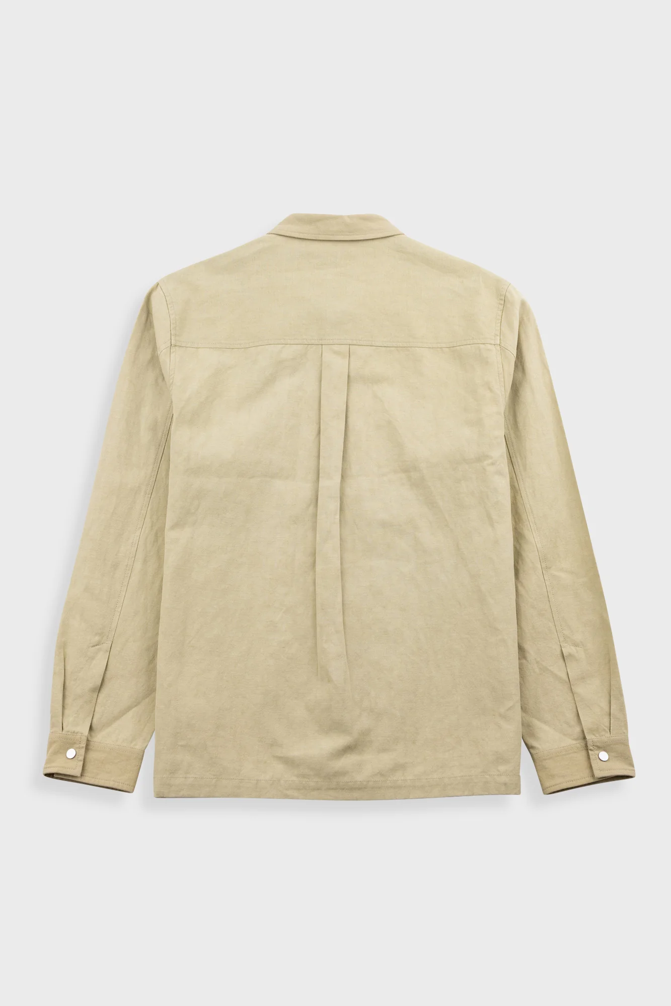 Patch Overshirt - Light Khaki Slub Linen - Image 9
