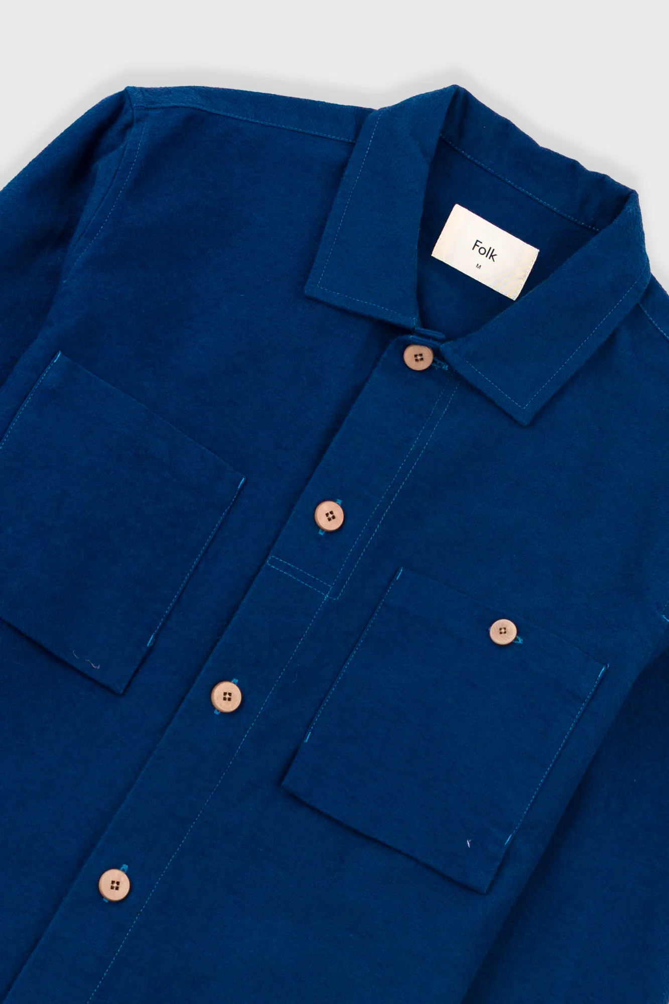 Patch Overshirt - Mid Blue Moleskin - Image 5