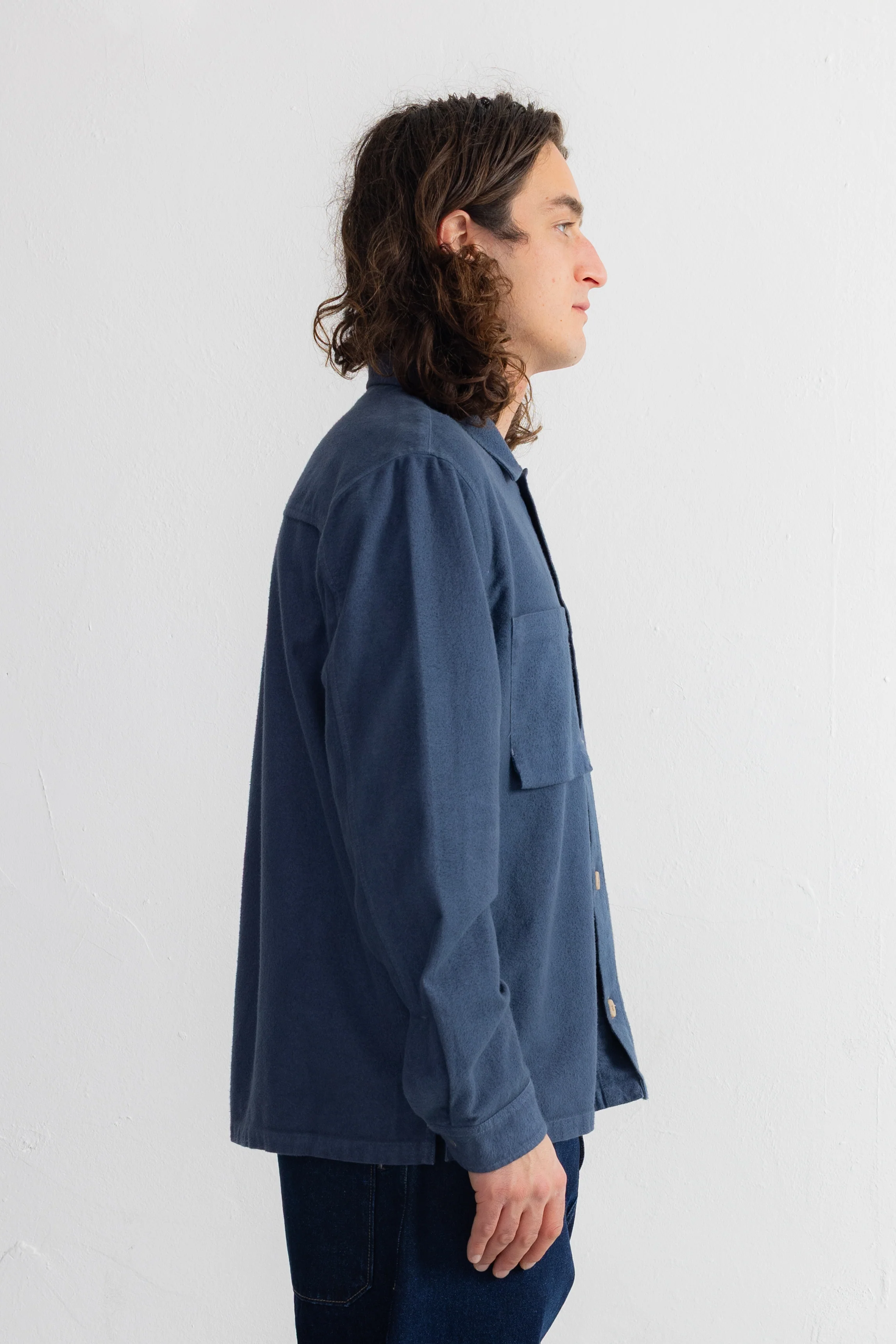 Patch Overshirt - Steel Blue Moleskin - Image 3