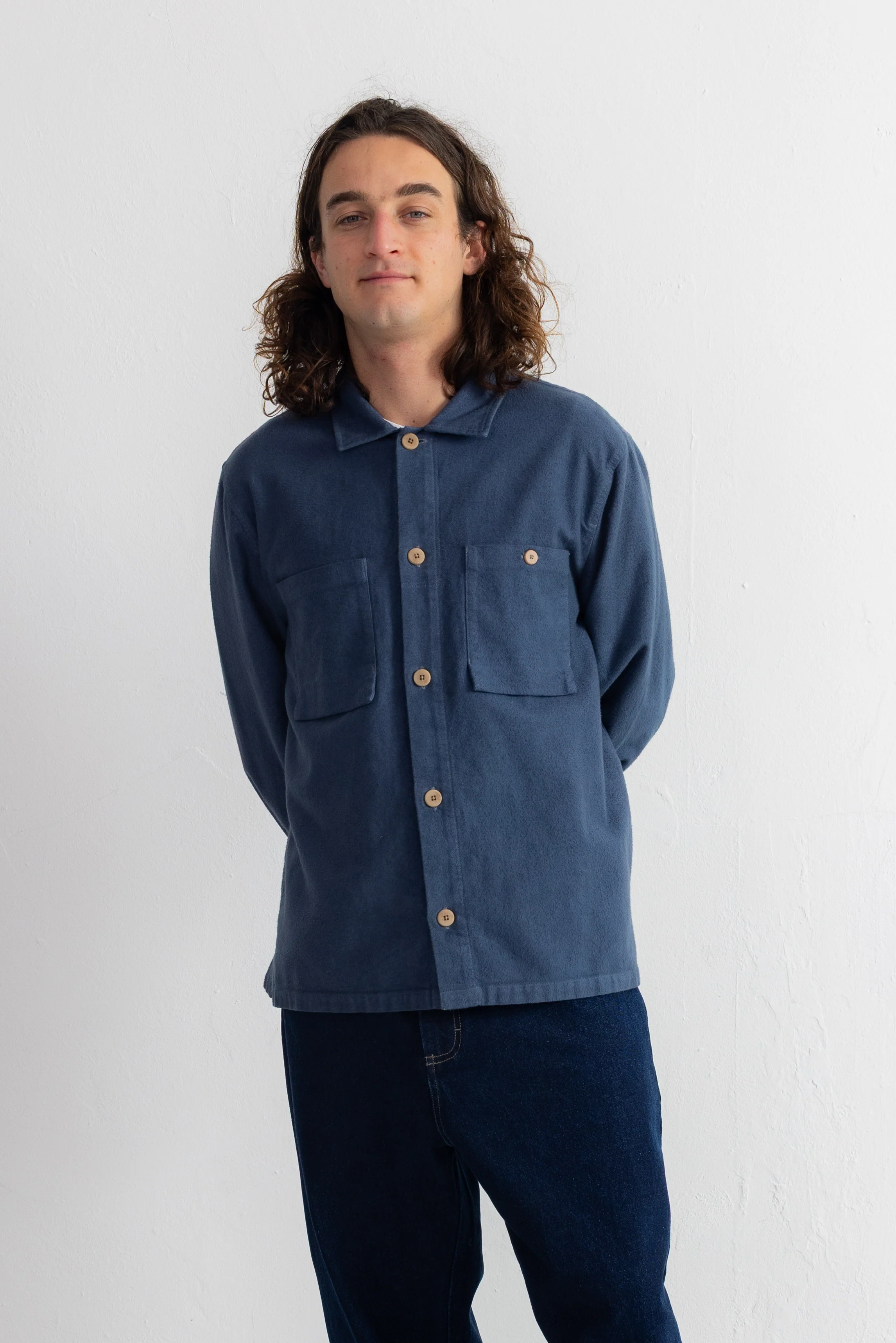 Patch Overshirt - Steel Blue Moleskin - Image 6