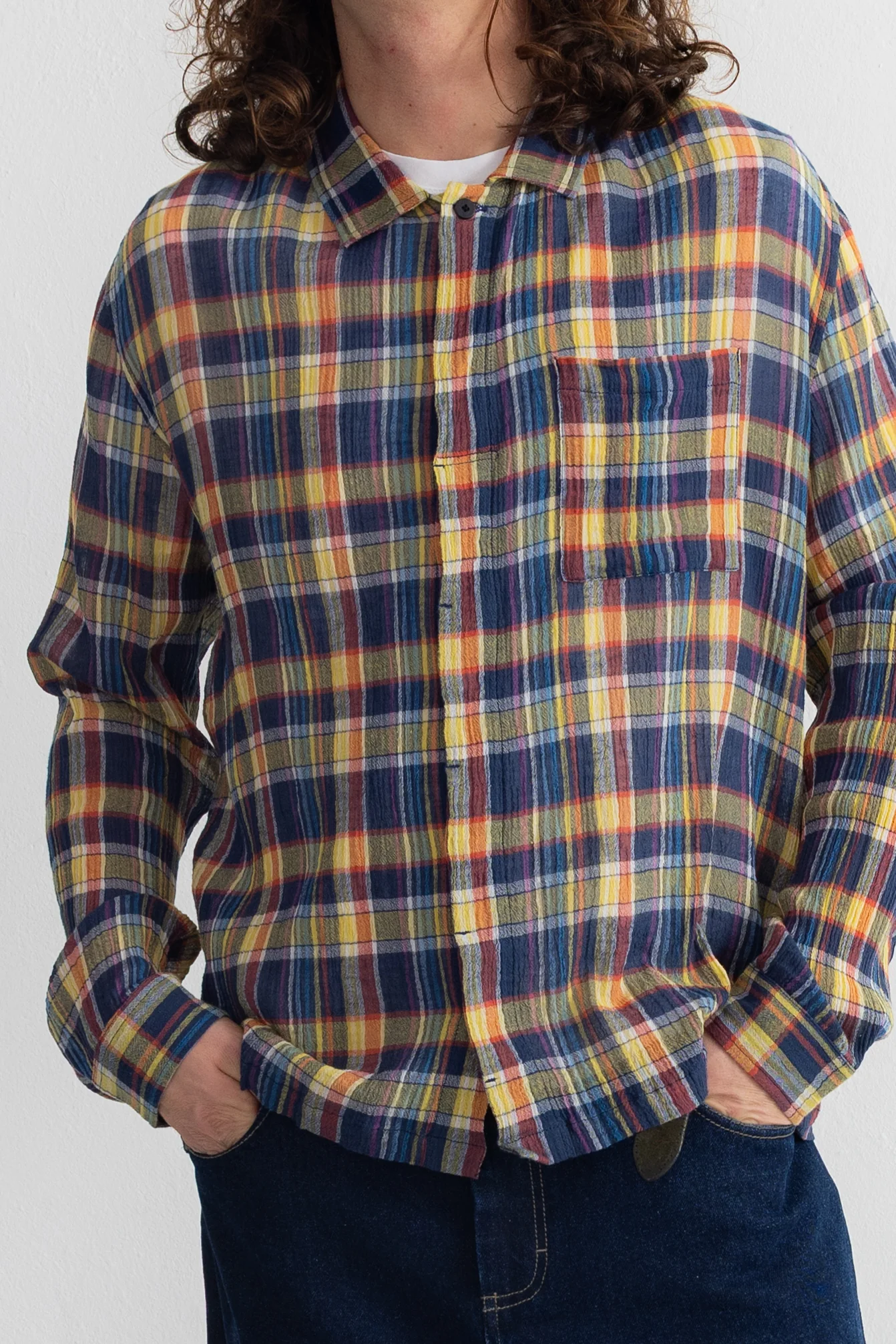 Patch Shirt - Navy Multicolour Check - Image 5