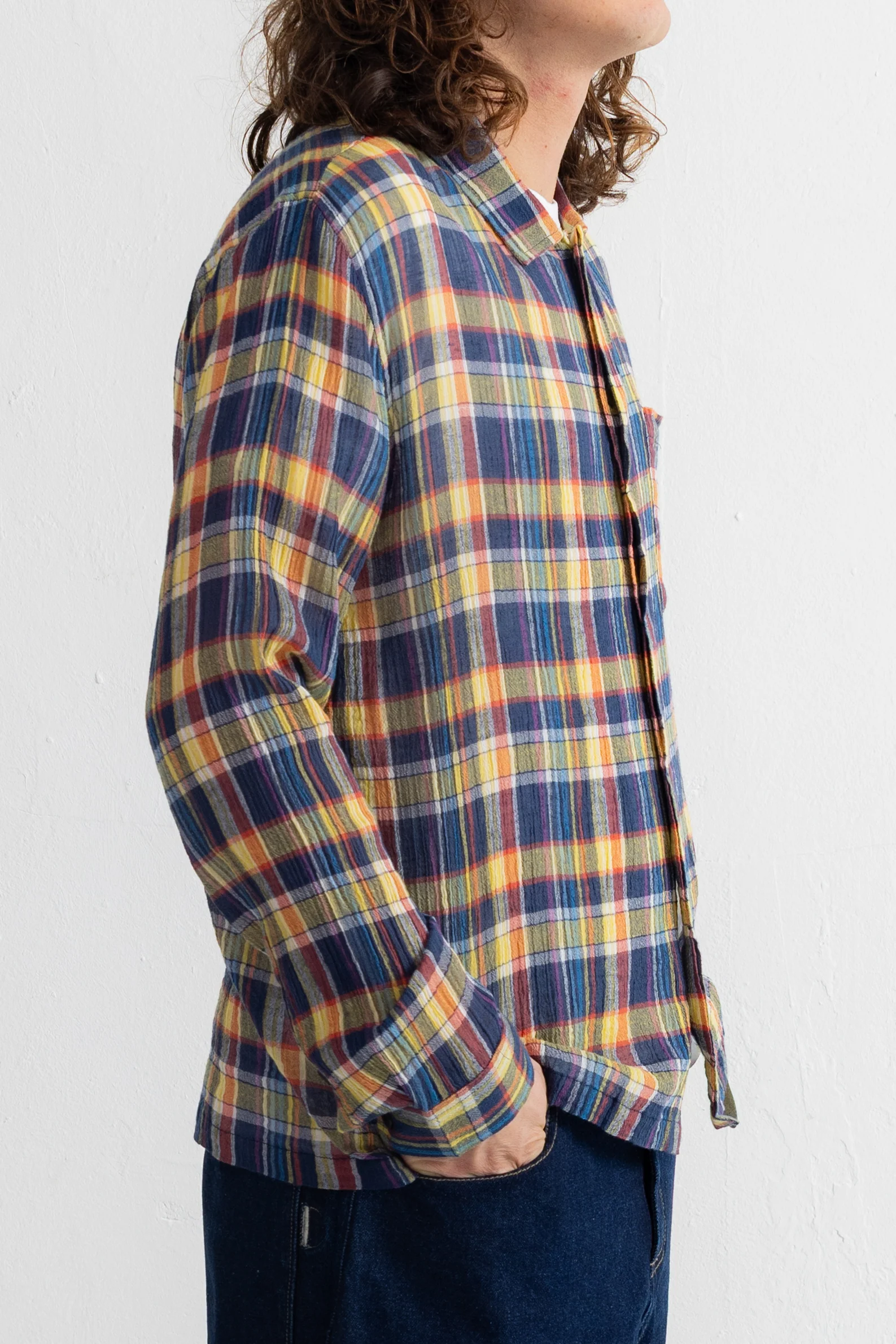 Patch Shirt - Navy Multicolour Check - Image 6