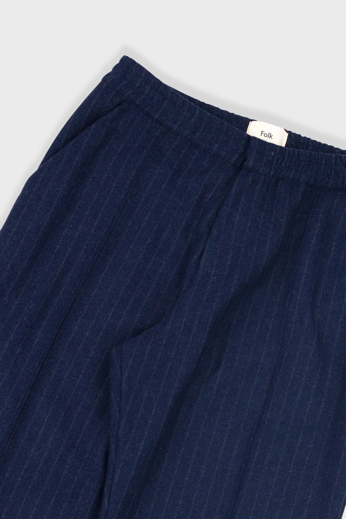 Pintuck Trouser - Navy Wool Stripe - Image 5
