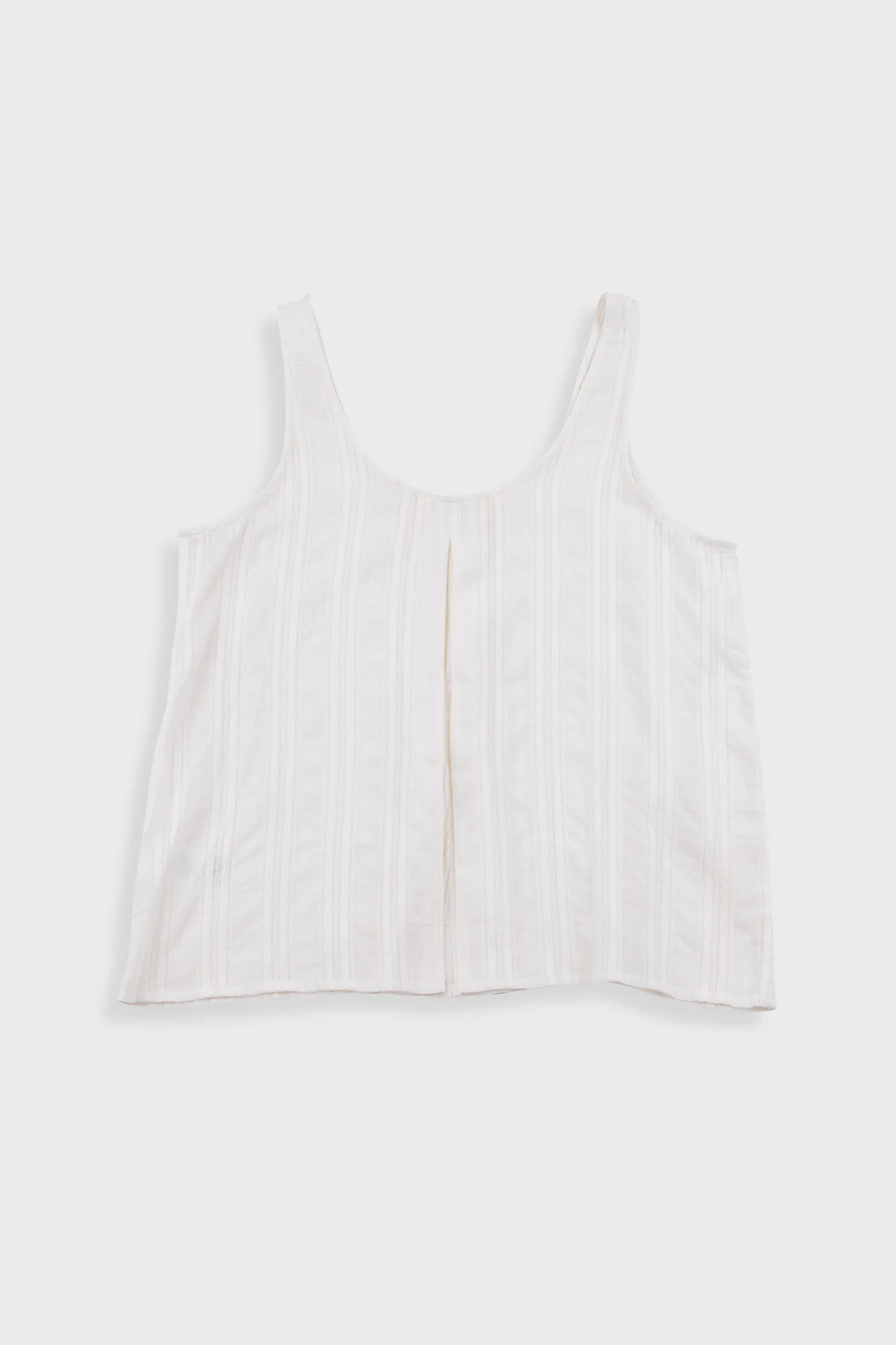 Pleated Scoop Back Vest - Off White Dobby Stripe - Image 3