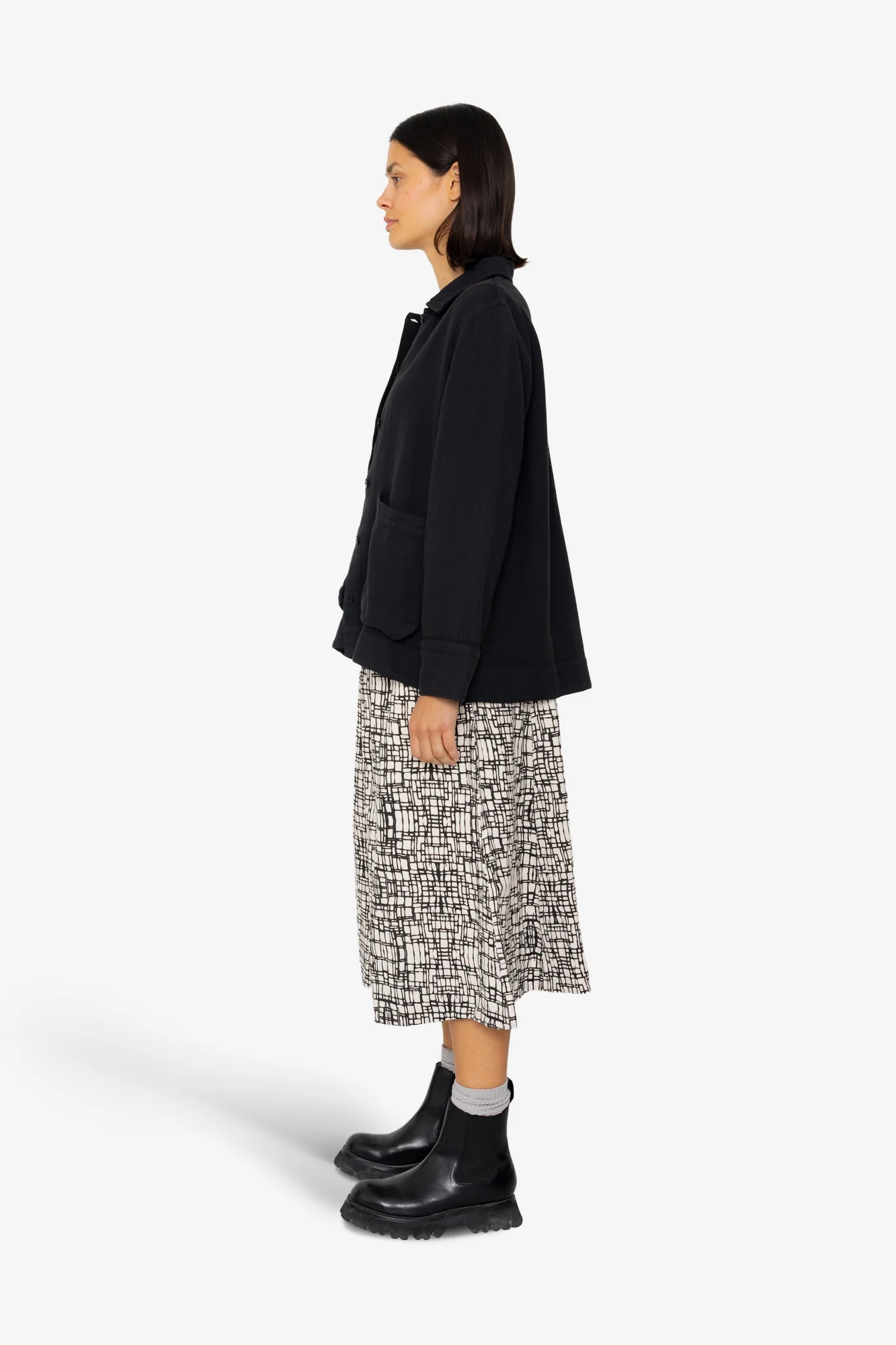 Pleated Shirt - Black Small Basketweave - Image 4
