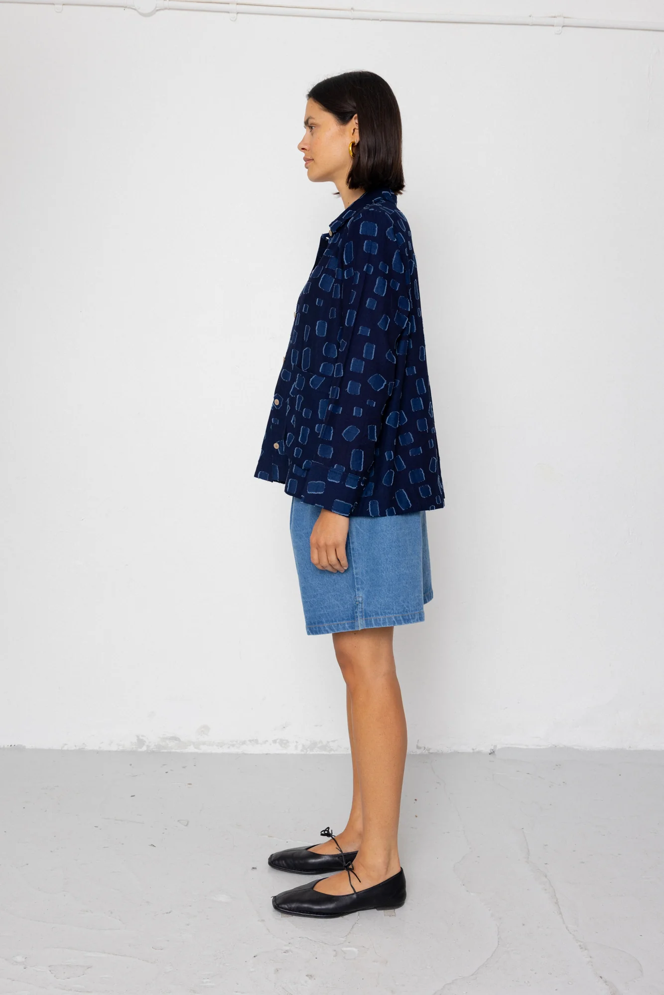 Pleated Shirt - Indigo Irregular Dot - Image 5
