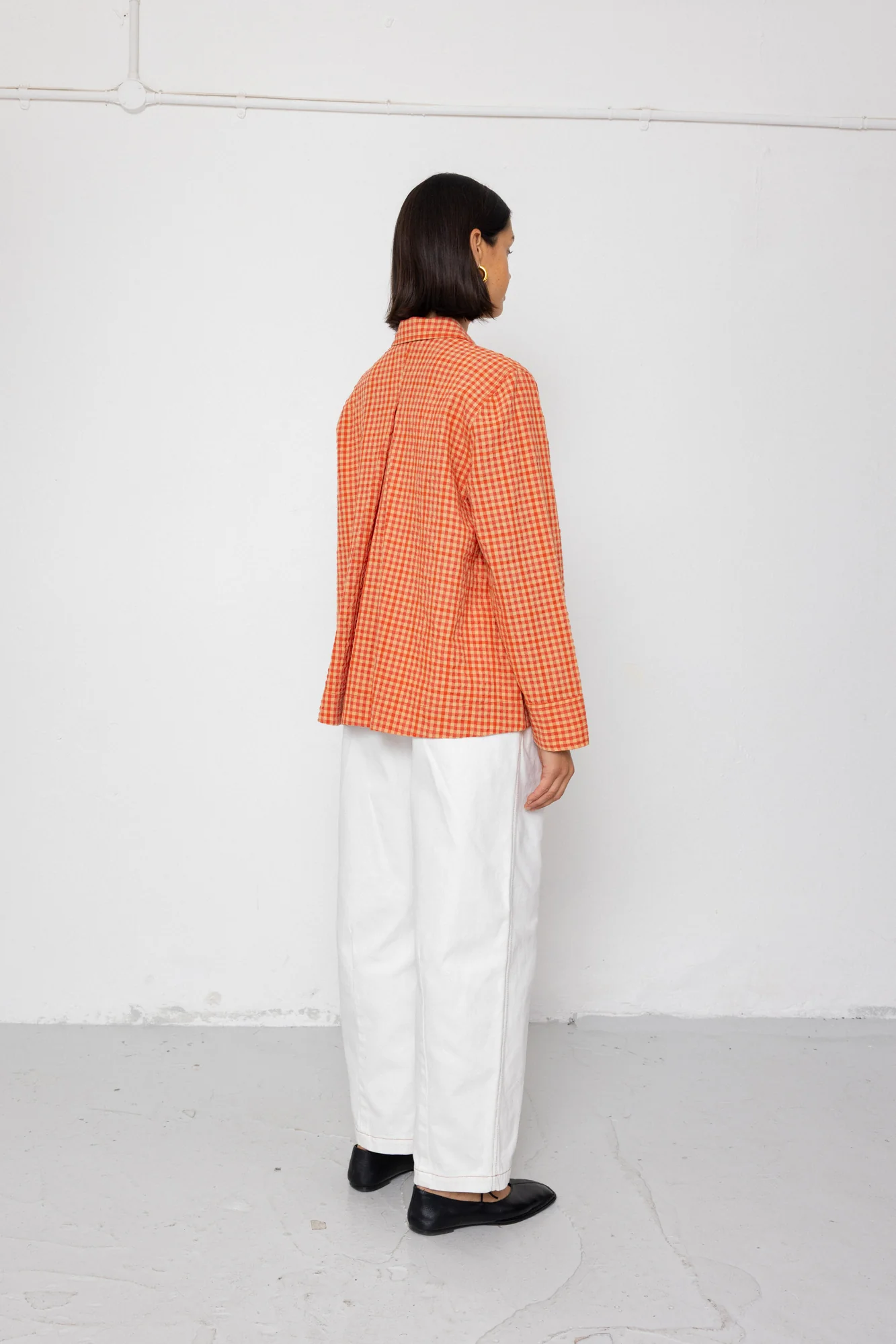 Pleated Shirt - Red Oxide Textured Check - Image 6