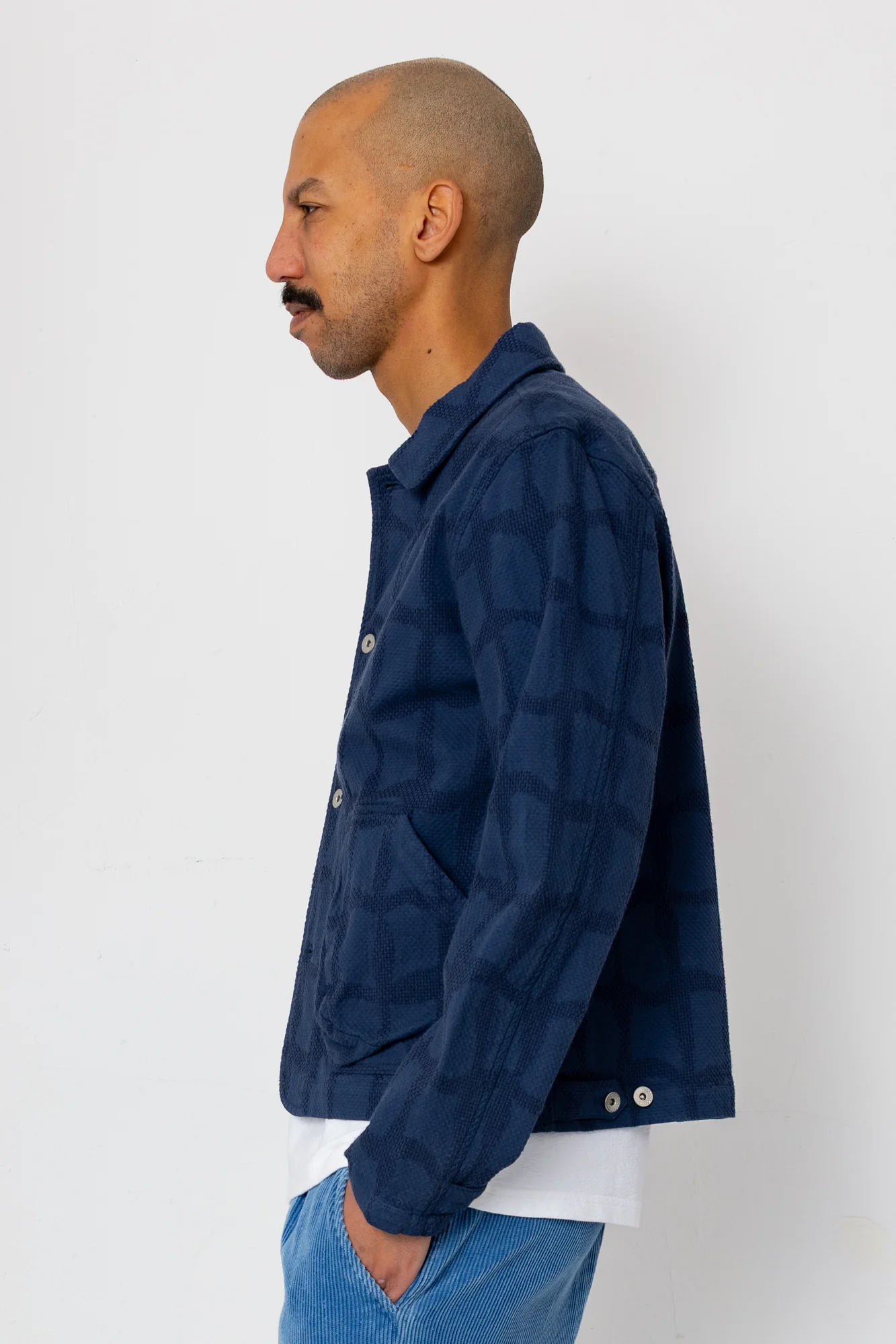 Prism Jacket - Irregular Block Jacquard Navy - Image 3