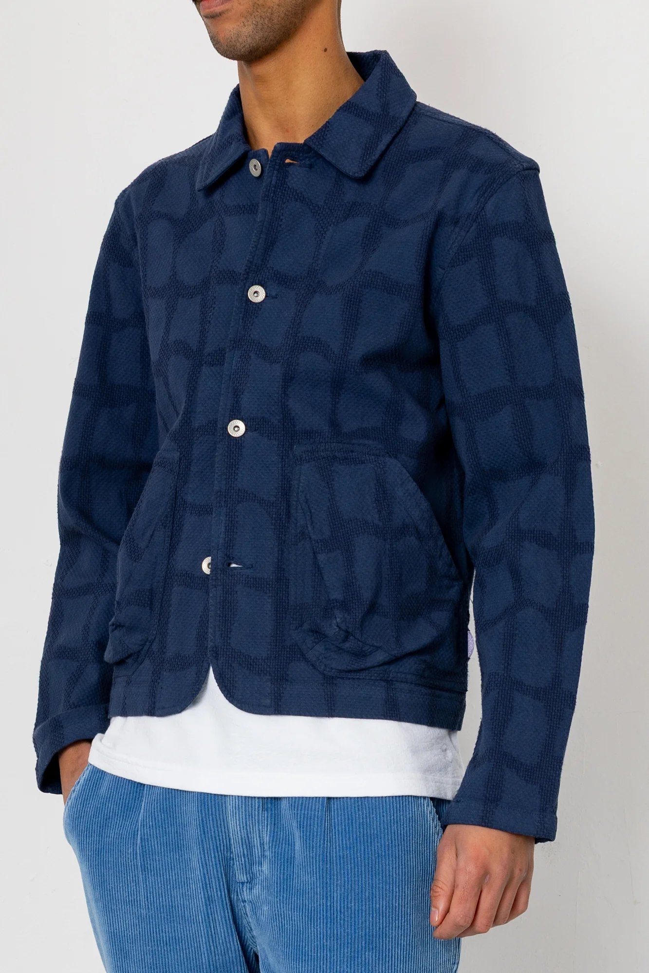 Prism Jacket - Irregular Block Jacquard Navy - Image 6