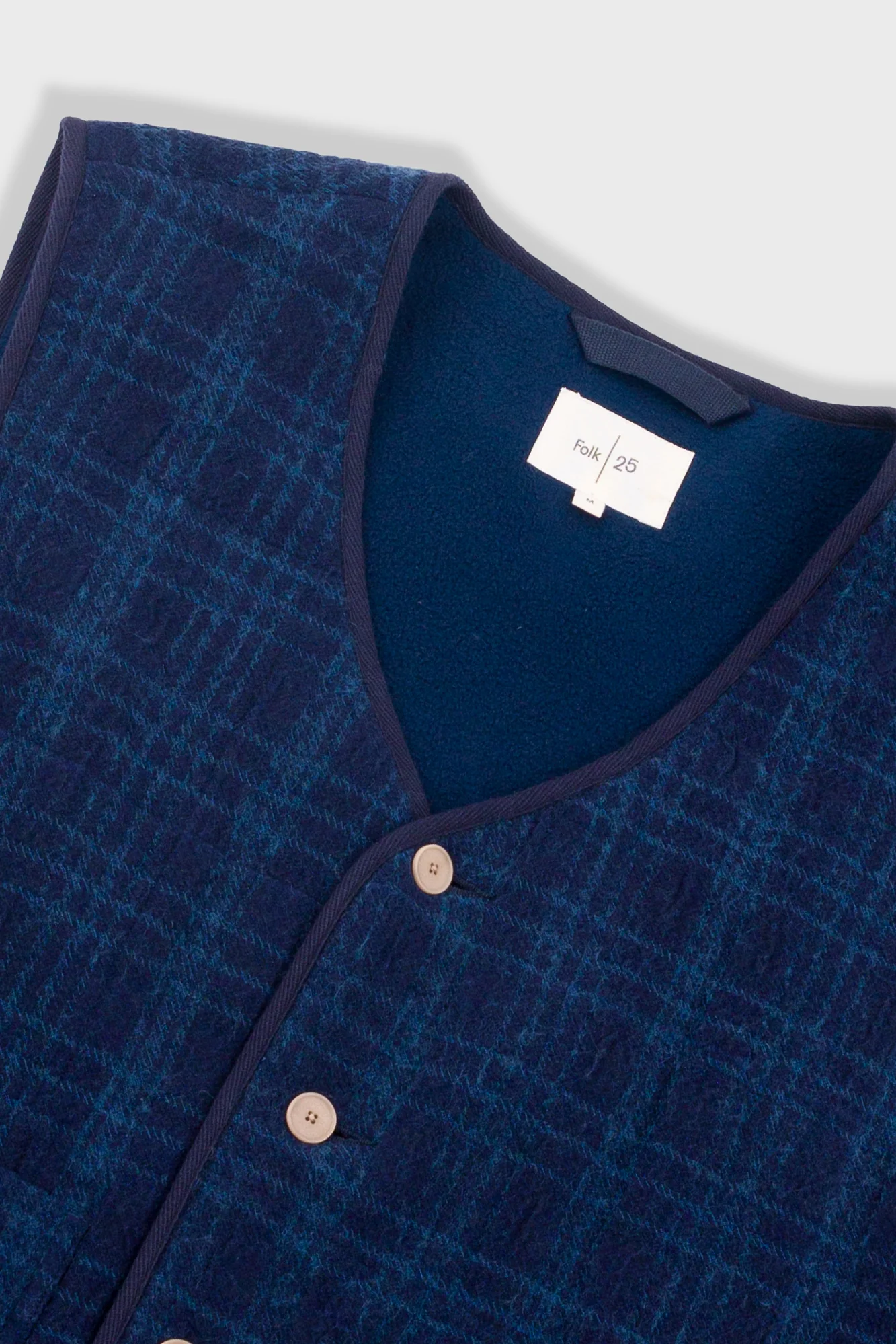 Quilted Gilet - Indigo Textured Check - Image 5