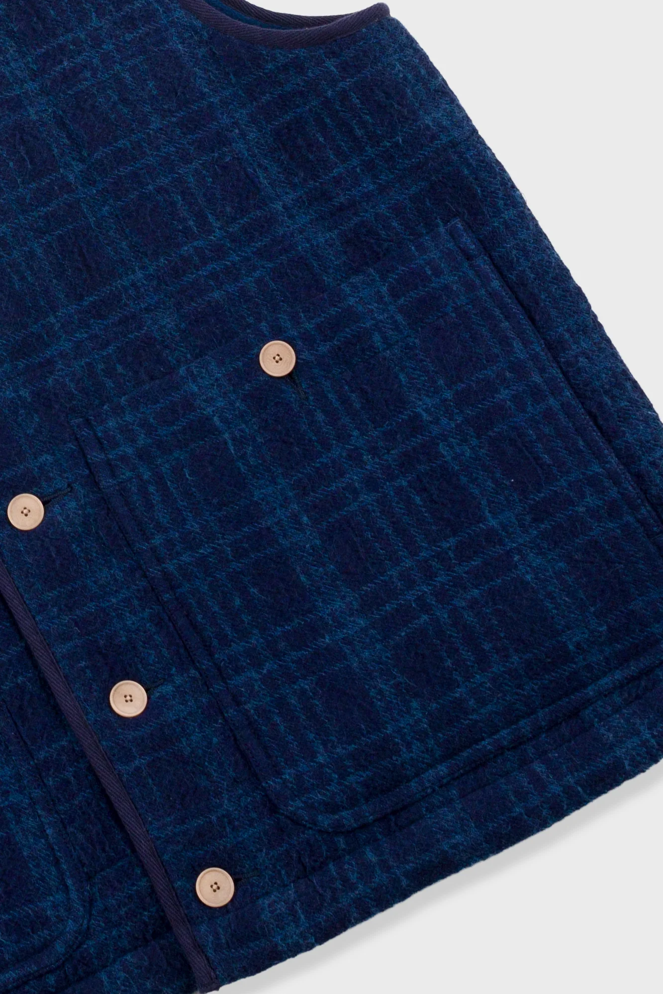 Quilted Gilet - Indigo Textured Check - Image 6