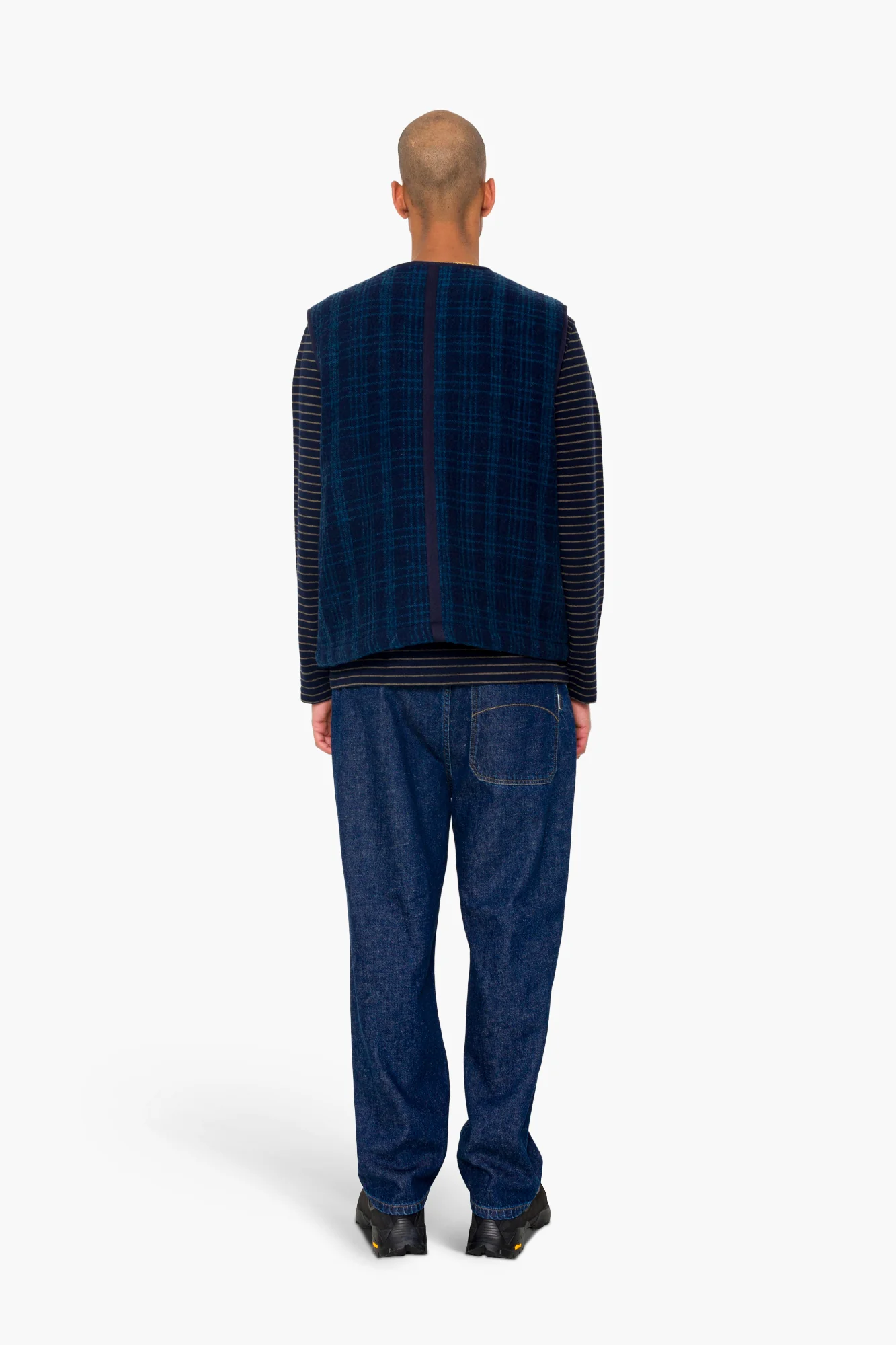 Quilted Gilet - Indigo Textured Check - Image 8