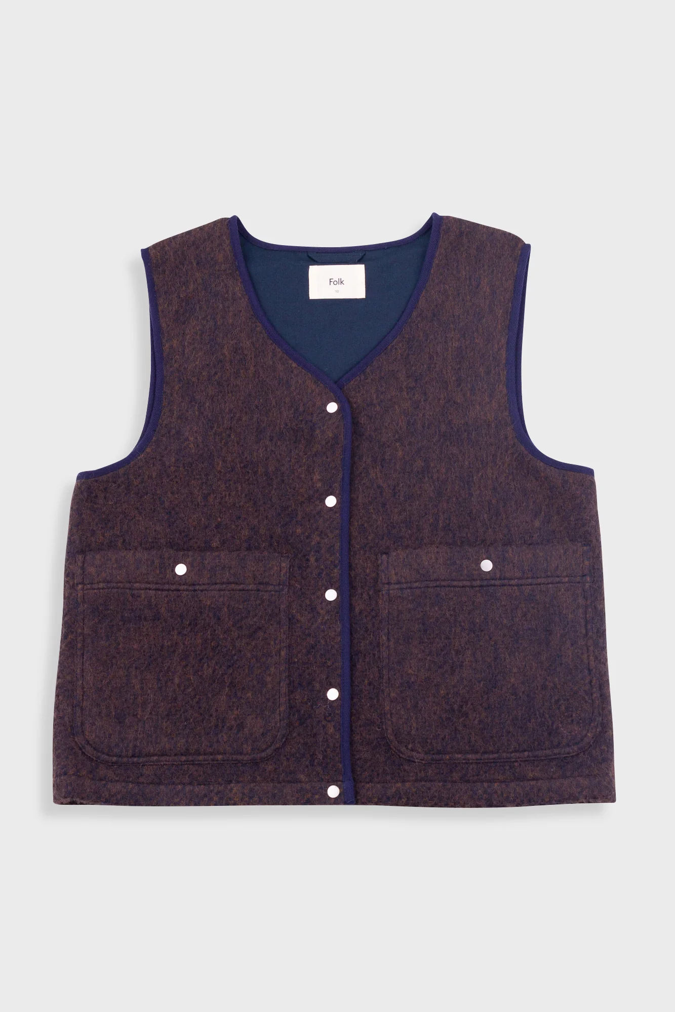 Quilted Gilet - Navy Espresso Brushed Wool