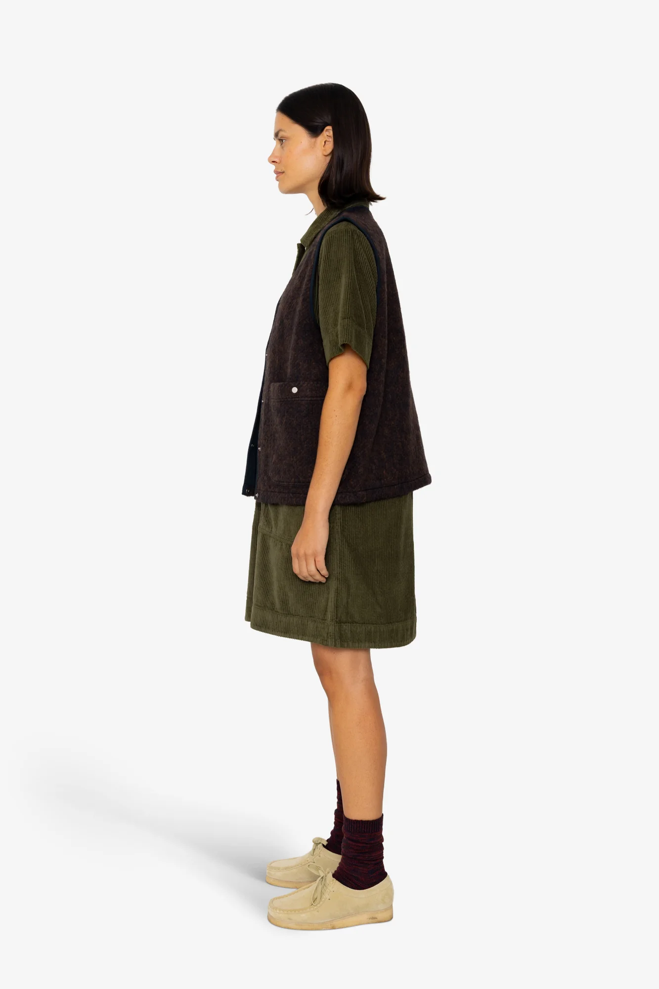 Quilted Gilet - Navy Espresso Brushed Wool - Image 4