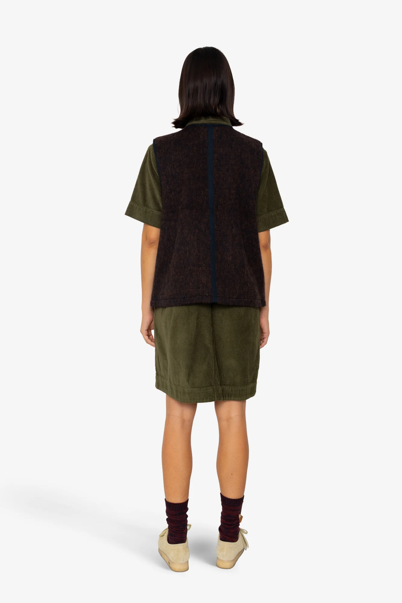Quilted Gilet - Navy Espresso Brushed Wool - Image 8