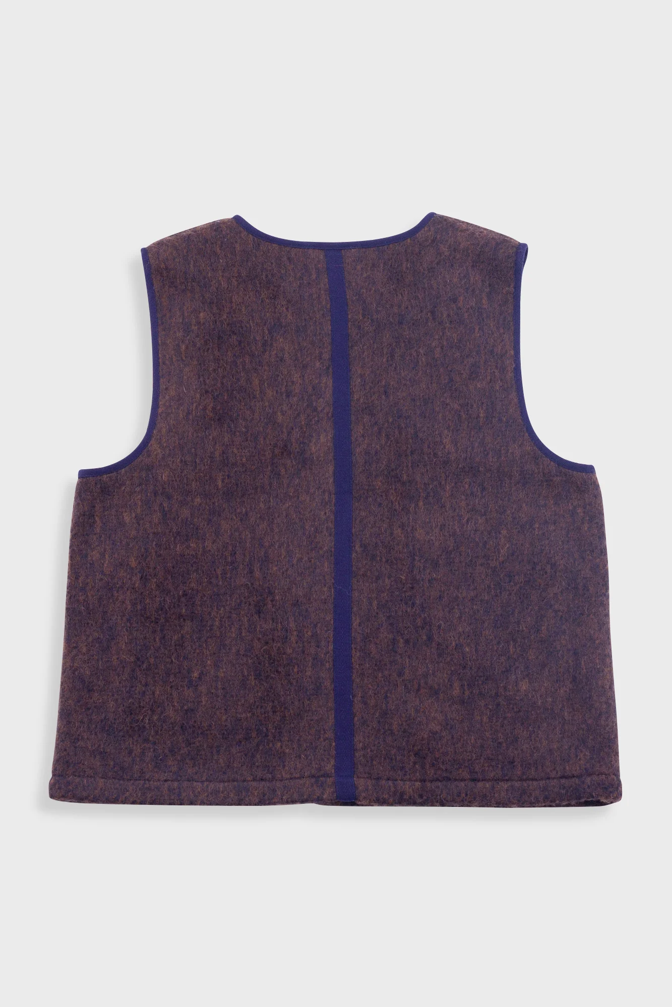 Quilted Gilet - Navy Espresso Brushed Wool - Image 9