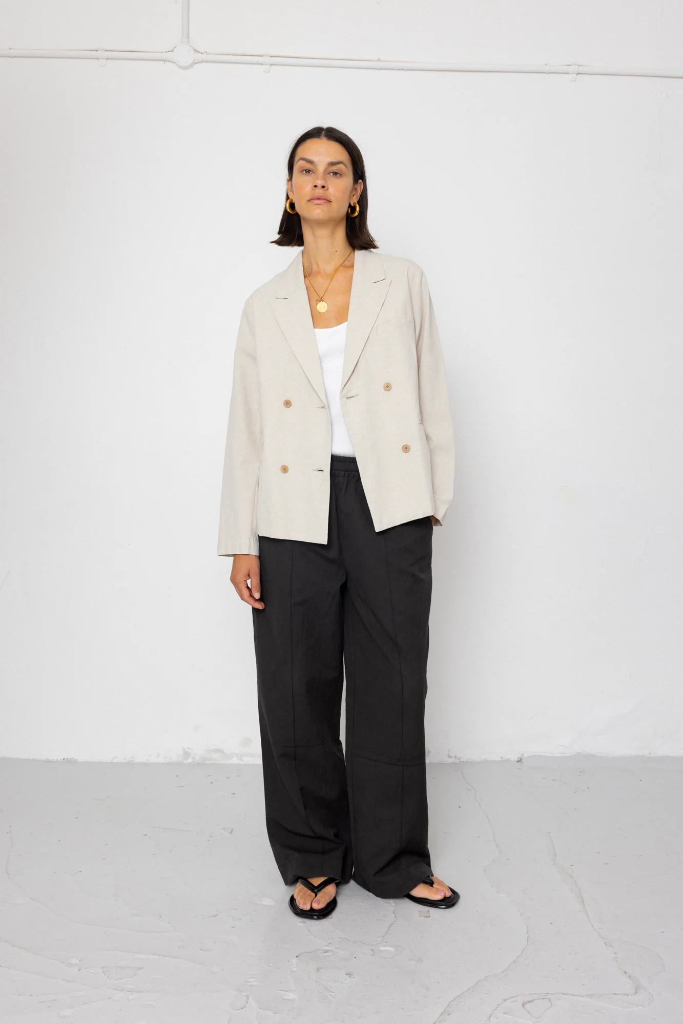 Relaxed Fit Blazer - Natural Linen Cotton Canvas - Image 4