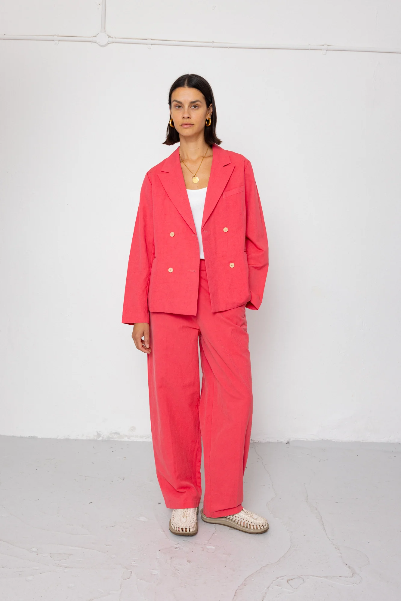 Relaxed Fit Blazer - Rose Red - Image 7
