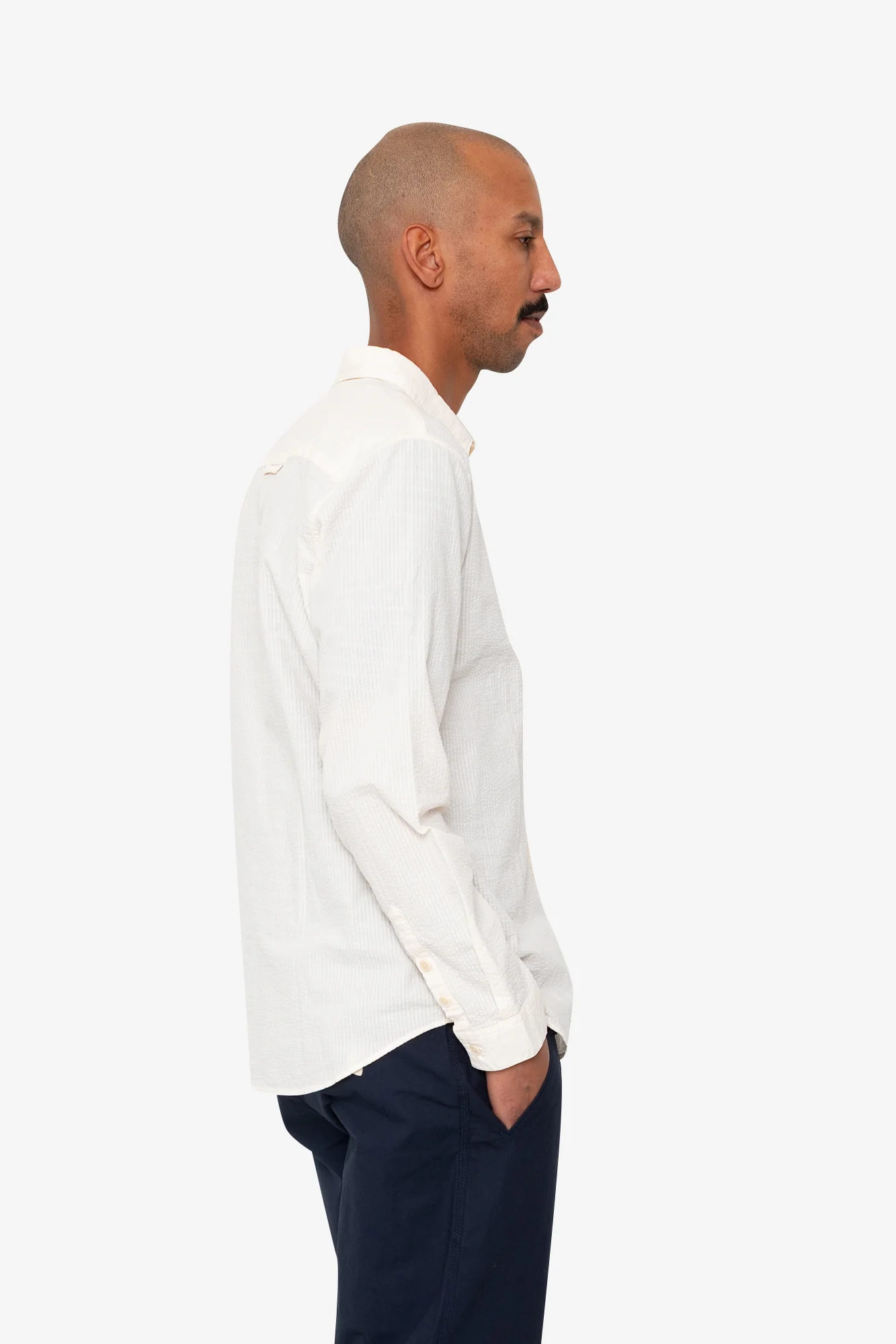 Relaxed Fit Shirt - Ecru Seersucker - Image 7