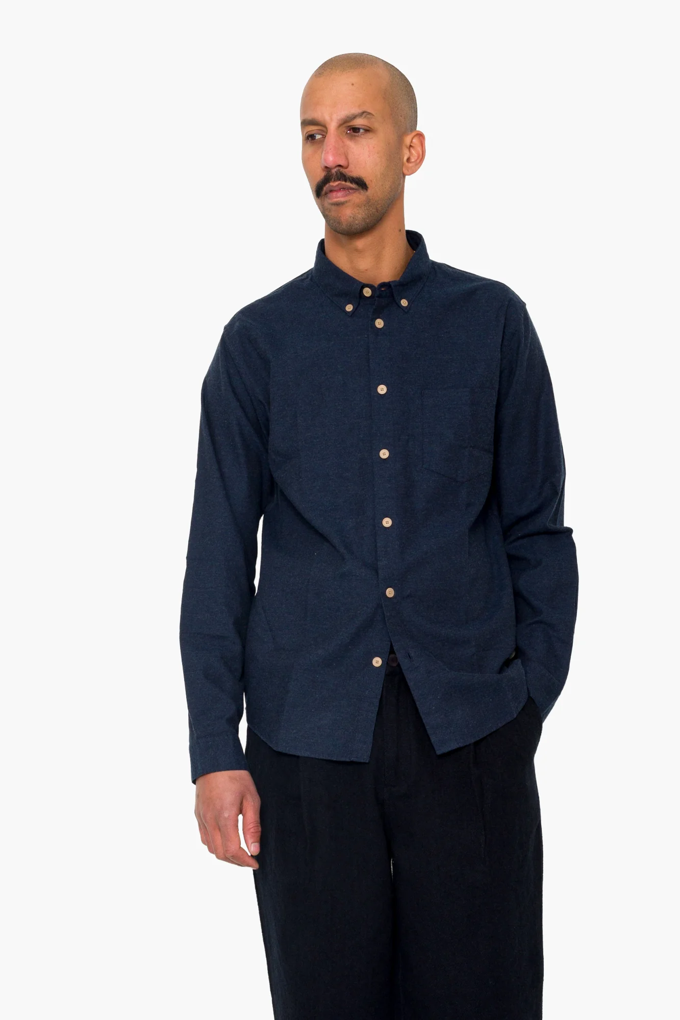 Relaxed Fit Shirt - Navy Melange Flannel - Image 7