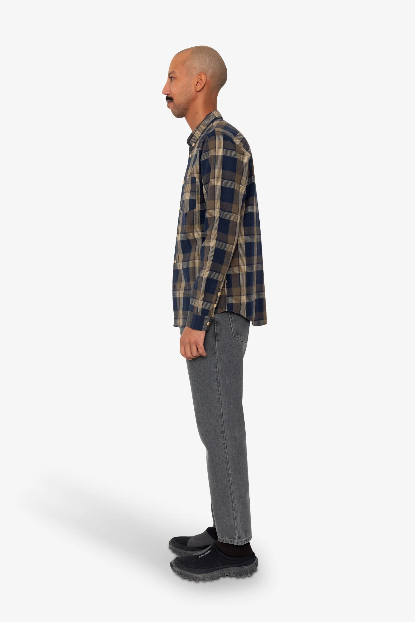 Relaxed Fit Shirt - Navy Olive Check - Image 4