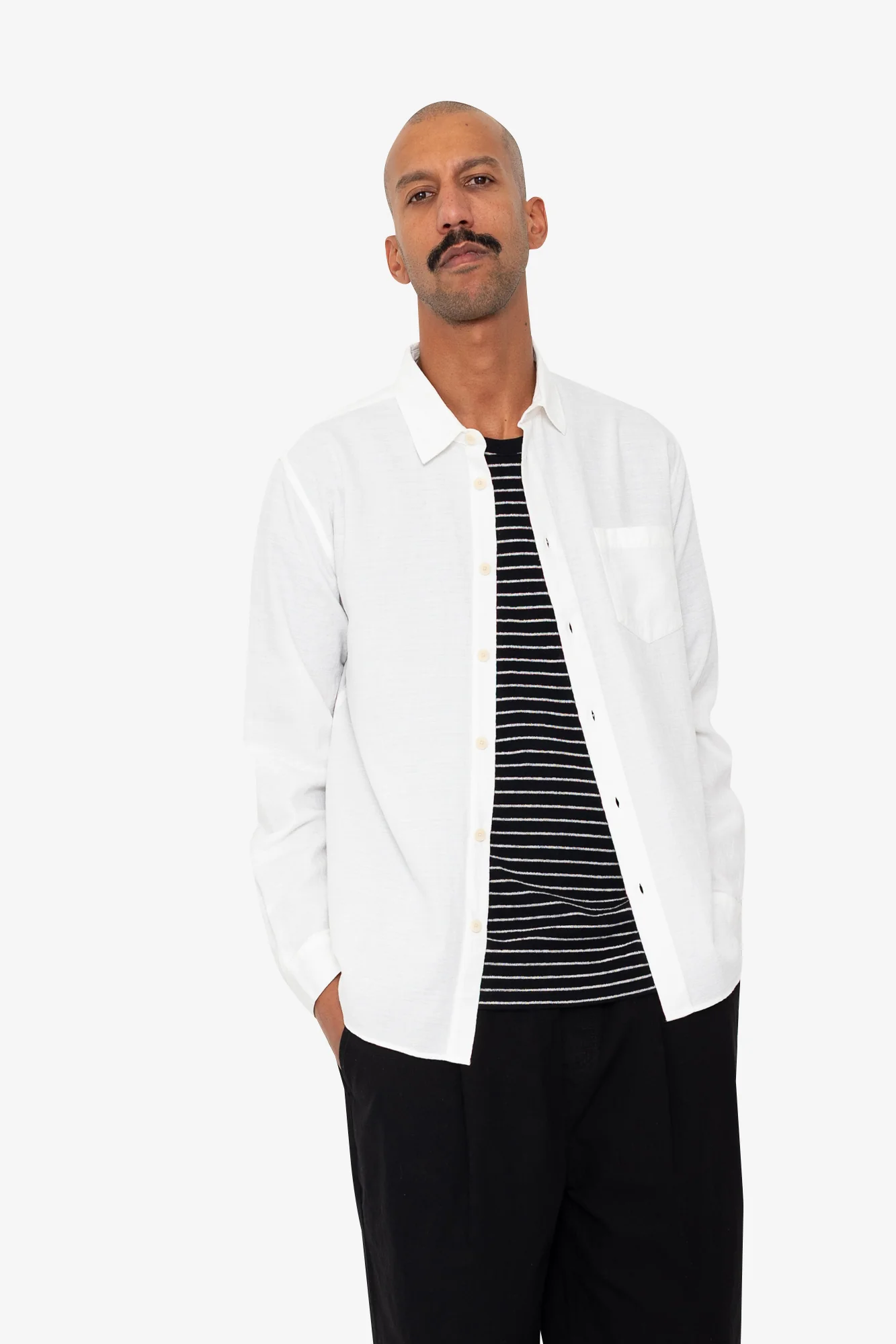 Relaxed Fit Shirt - White Slub - Image 2