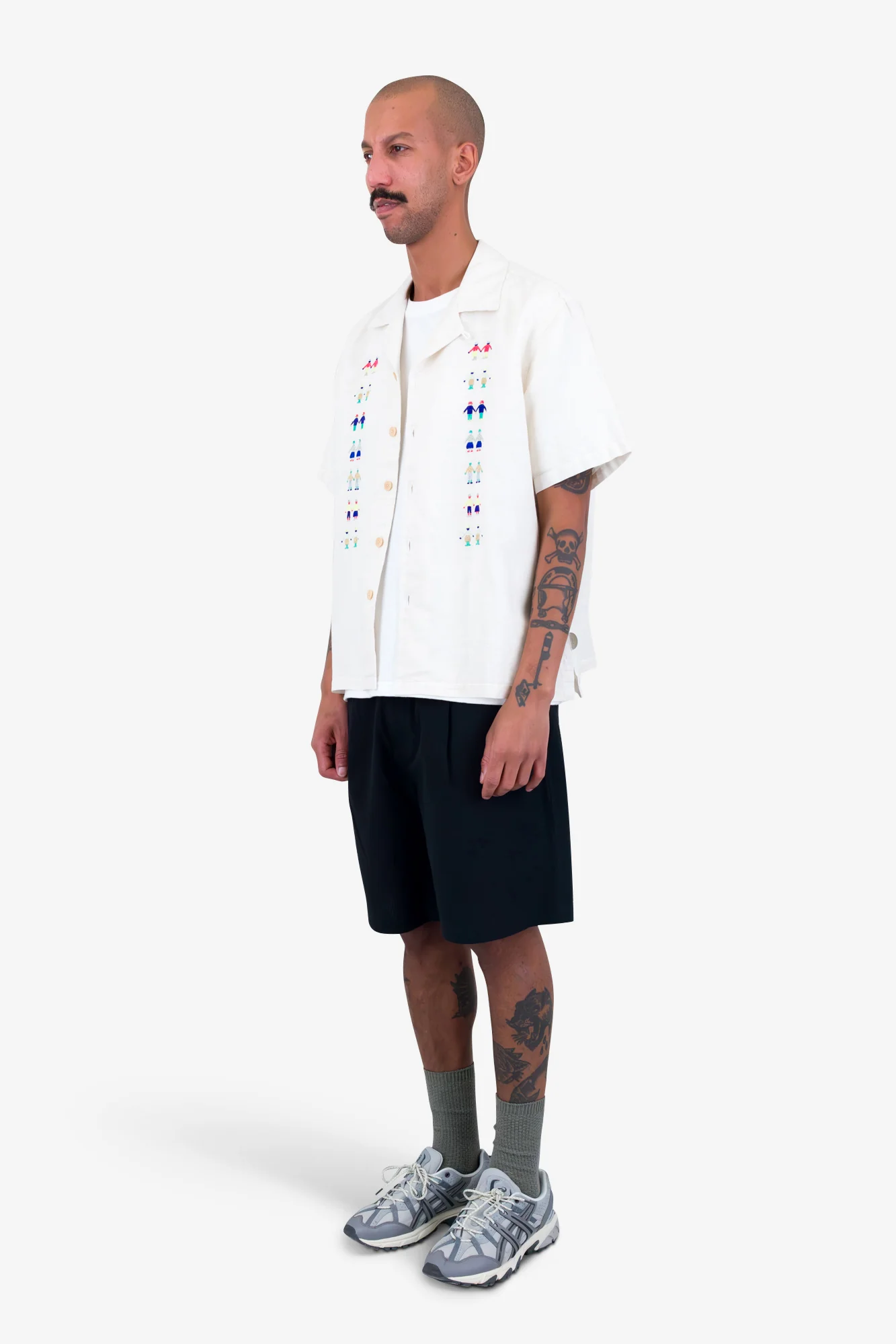 Relaxed Soft Collar Shirt - Ecru Track Embroidery - Image 3