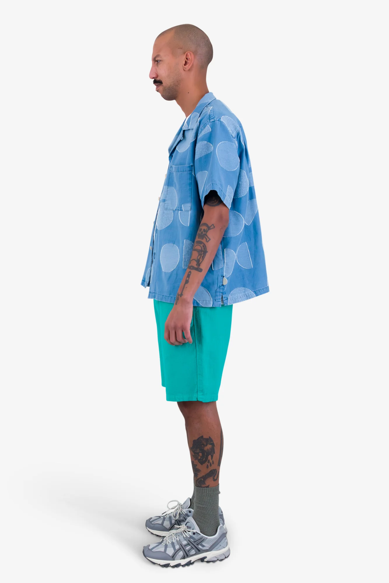 Relaxed Soft Collar Shirt - Indigo Circle Jacquard - Image 4