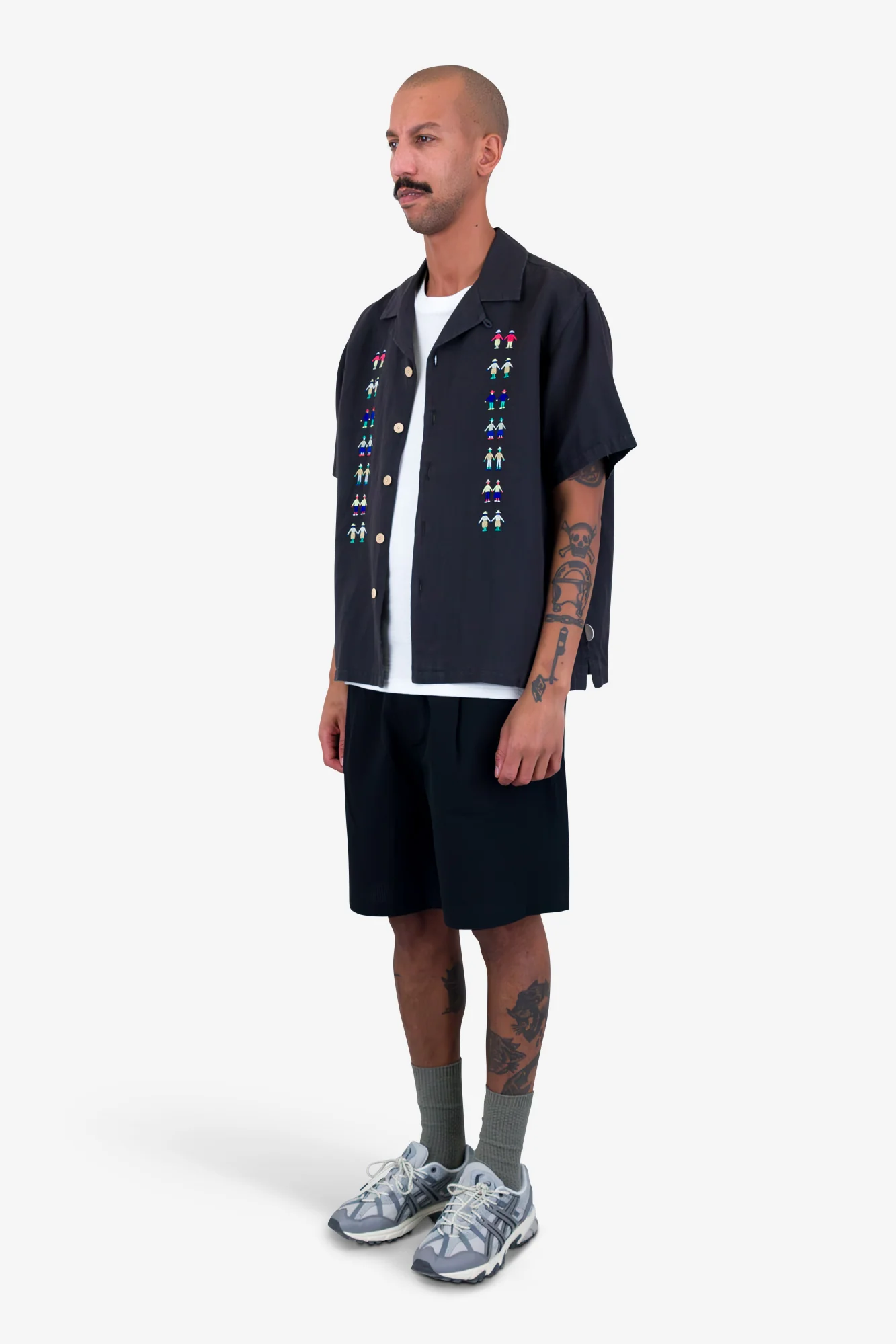 Relaxed Soft Collar Shirt - Soft Black Track Embroidery - Image 3