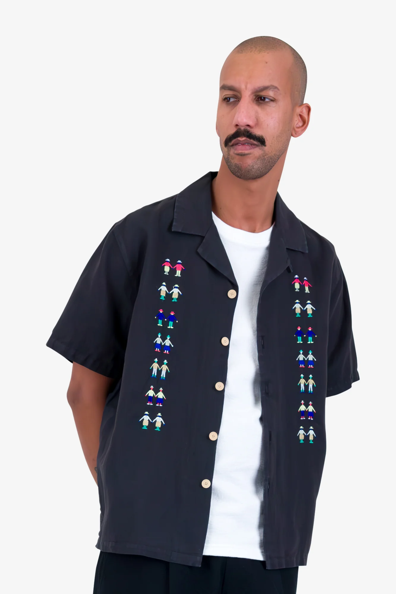 Relaxed Soft Collar Shirt - Soft Black Track Embroidery - Image 6