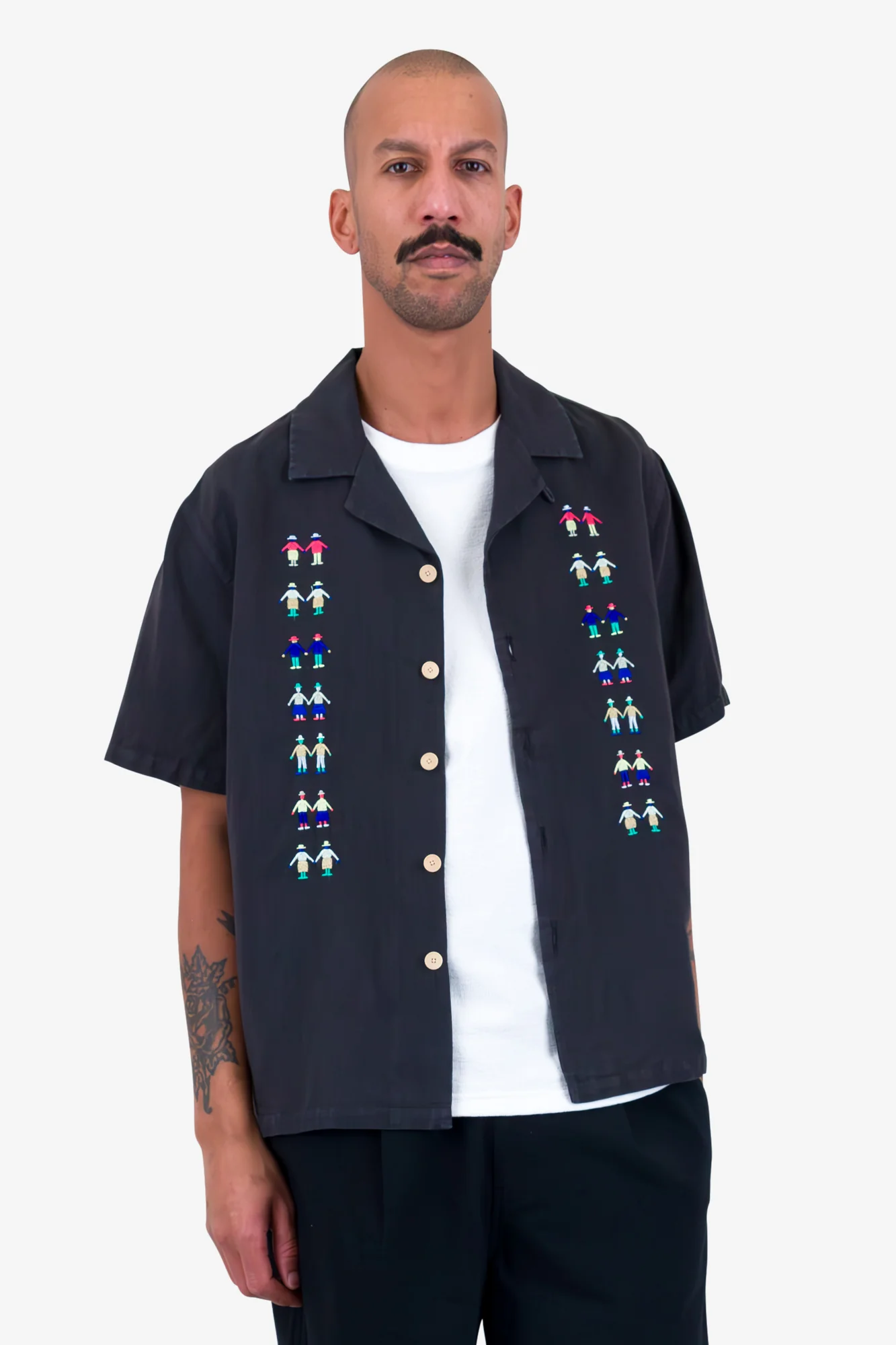 Relaxed Soft Collar Shirt - Soft Black Track Embroidery - Image 7