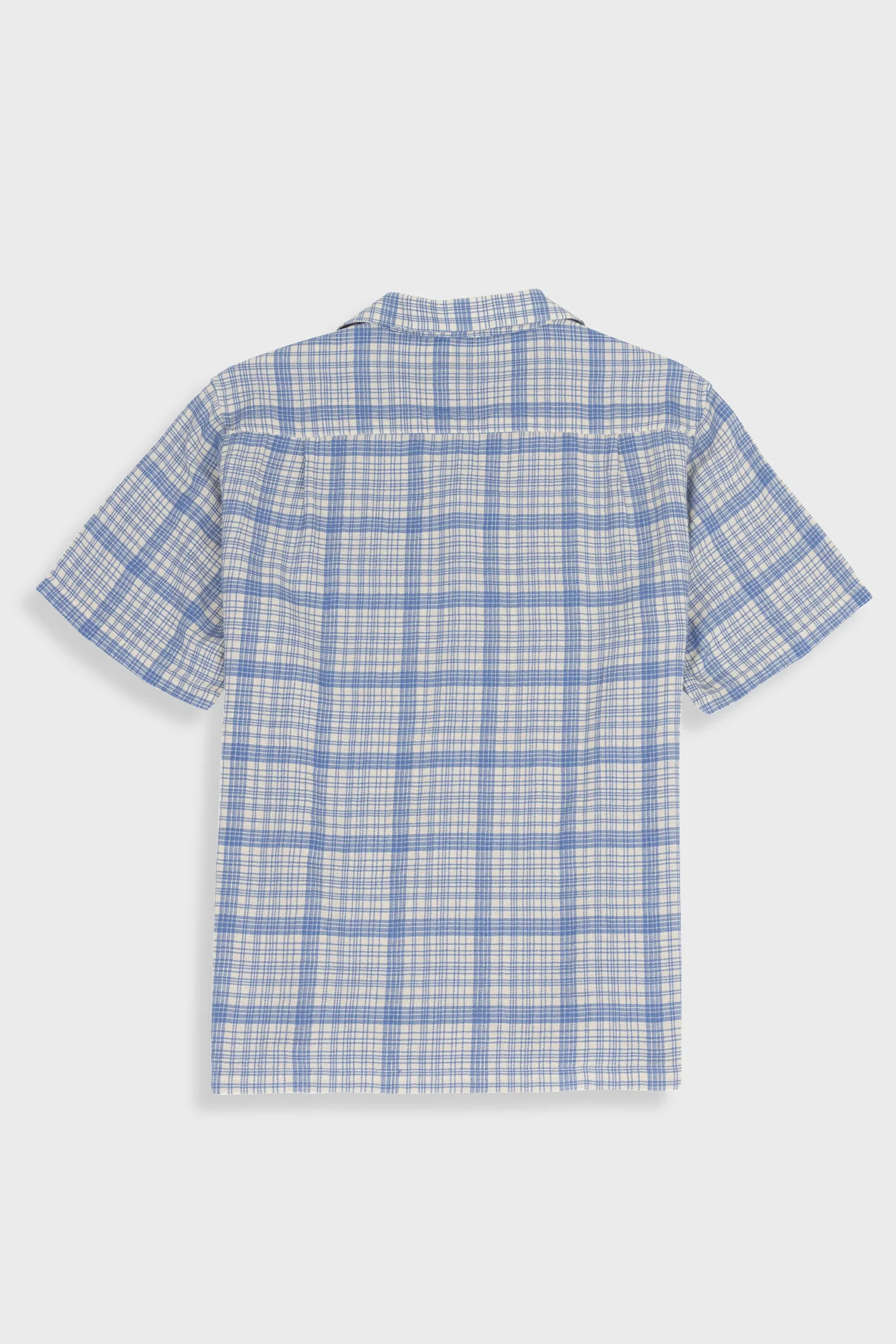 Relaxed Soft Collar Shirt - Stone Blue Open Weave Check - Image 10