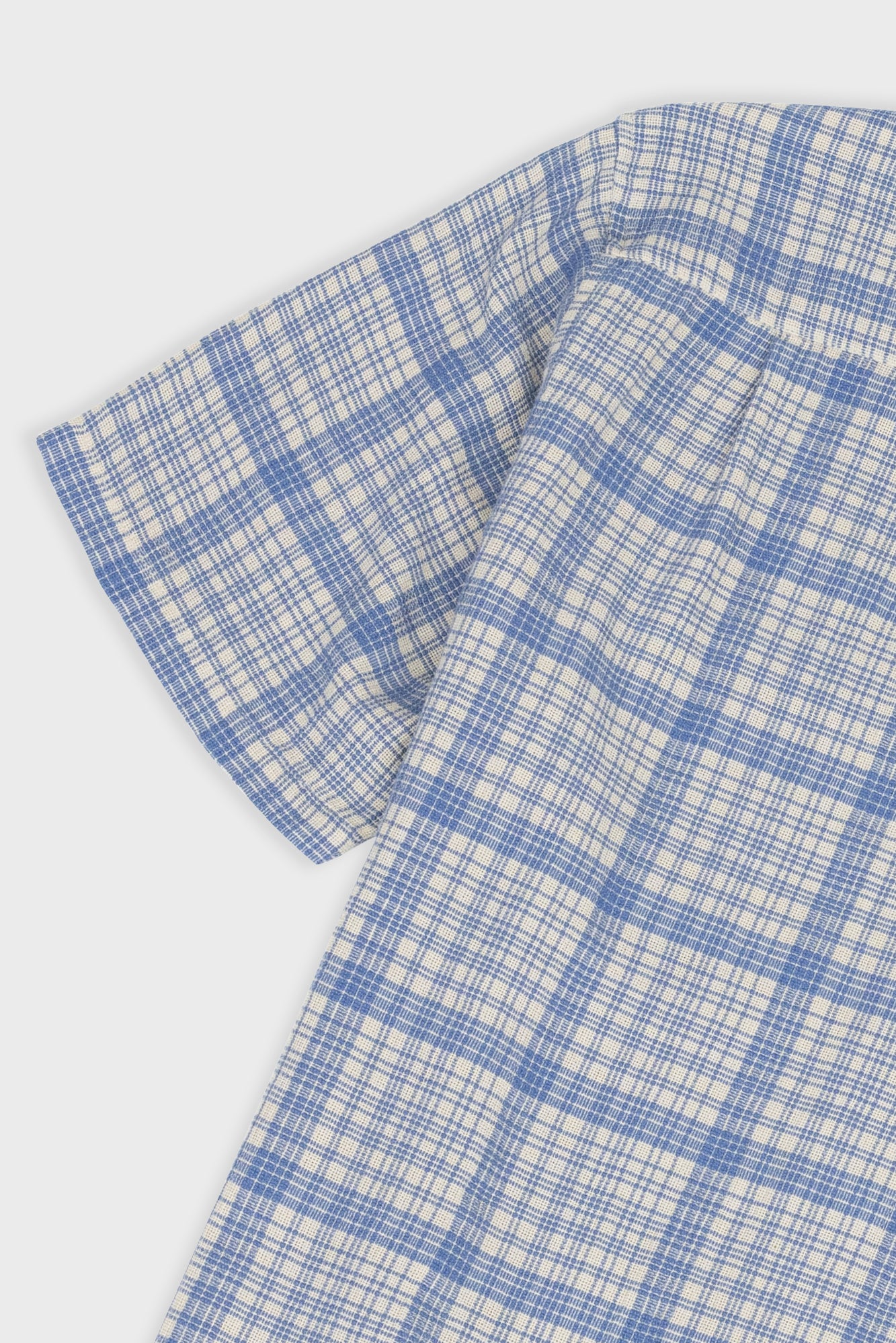 Relaxed Soft Collar Shirt - Stone Blue Open Weave Check - Image 8