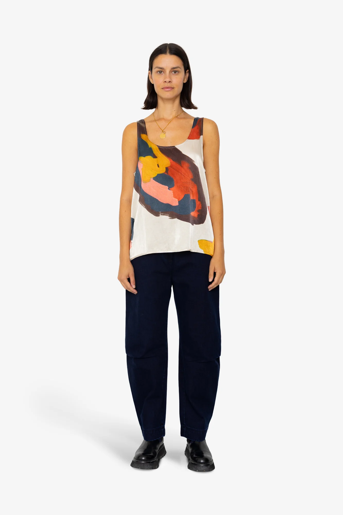 Scoop Back Vest - Impasto Print Satin - Image 2