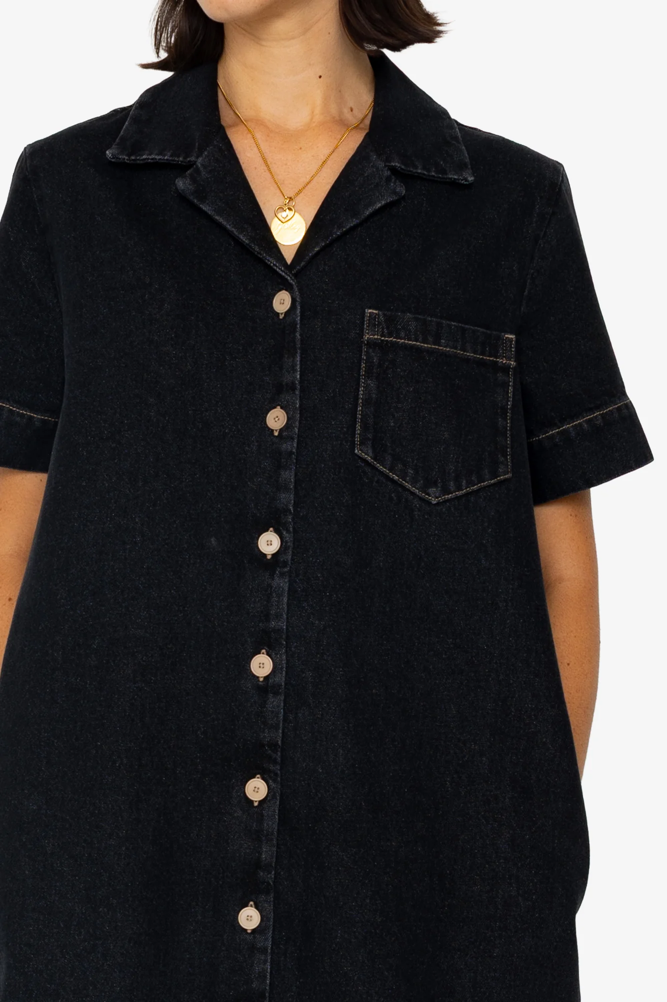 Shirt Dress - Washed Black Denim - Image 6