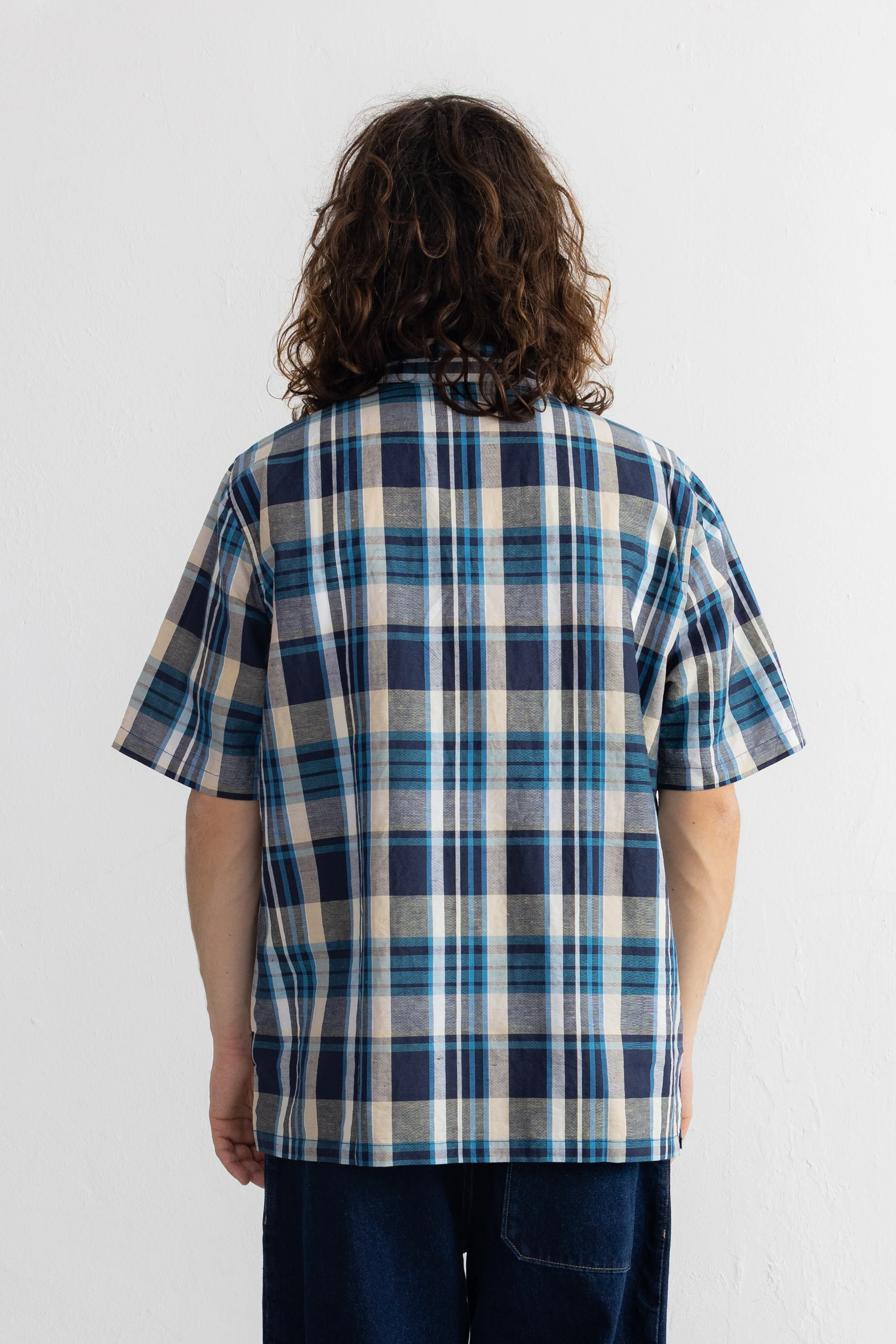 Short Sleeve Seoul Shirt - Yellow Cyan Check - Image 4
